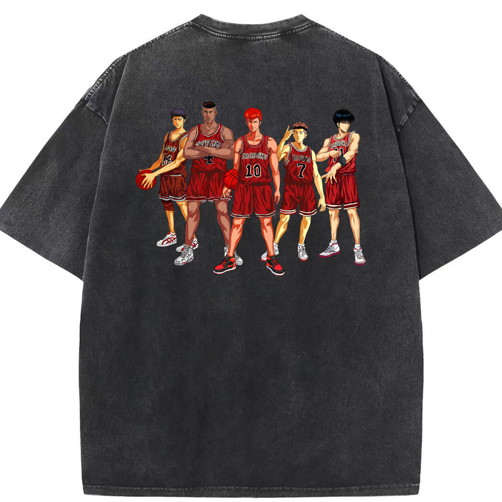 SLAM DUNK／スラムダンク 綿100% ヴィンテージ風 半袖Tシャツ（背面プリント）