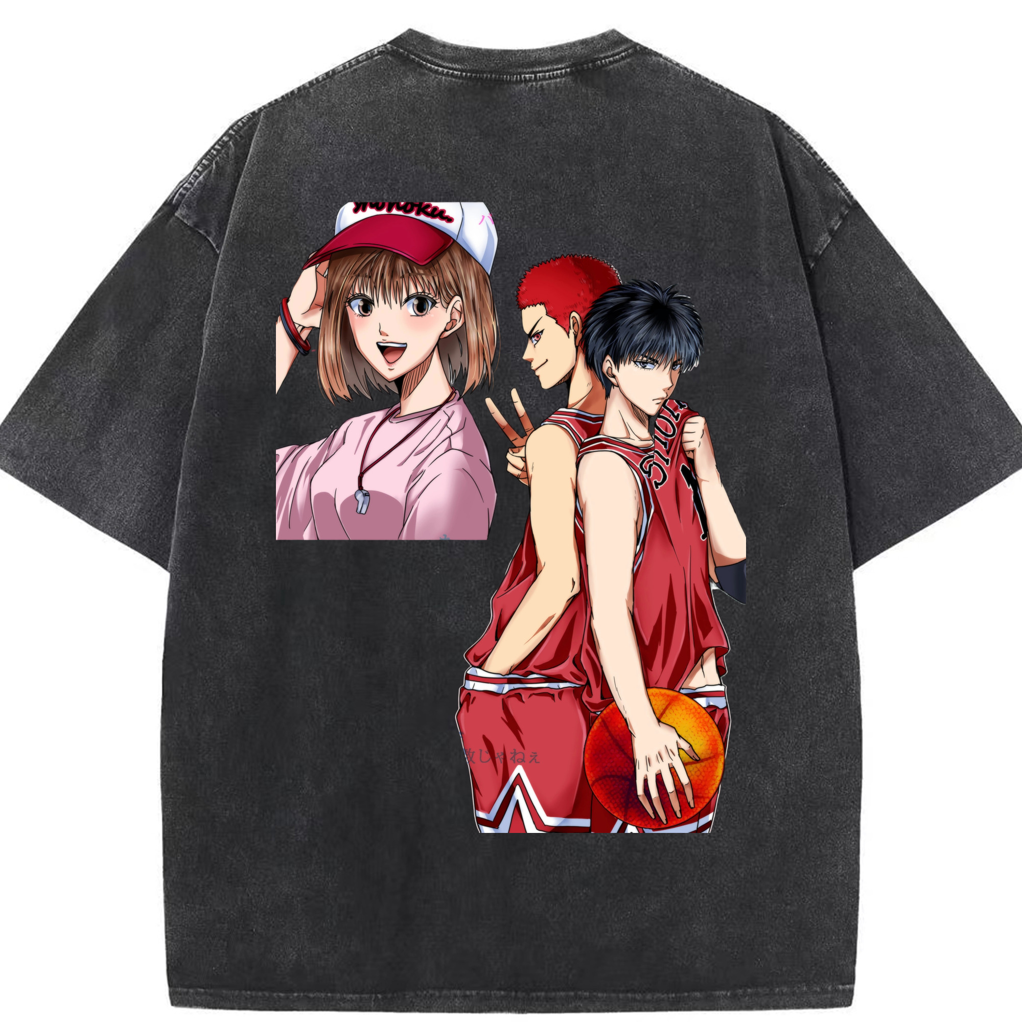 SLAM DUNK／スラムダンク 綿100% ヴィンテージ風 半袖Tシャツ（背面プリント）
