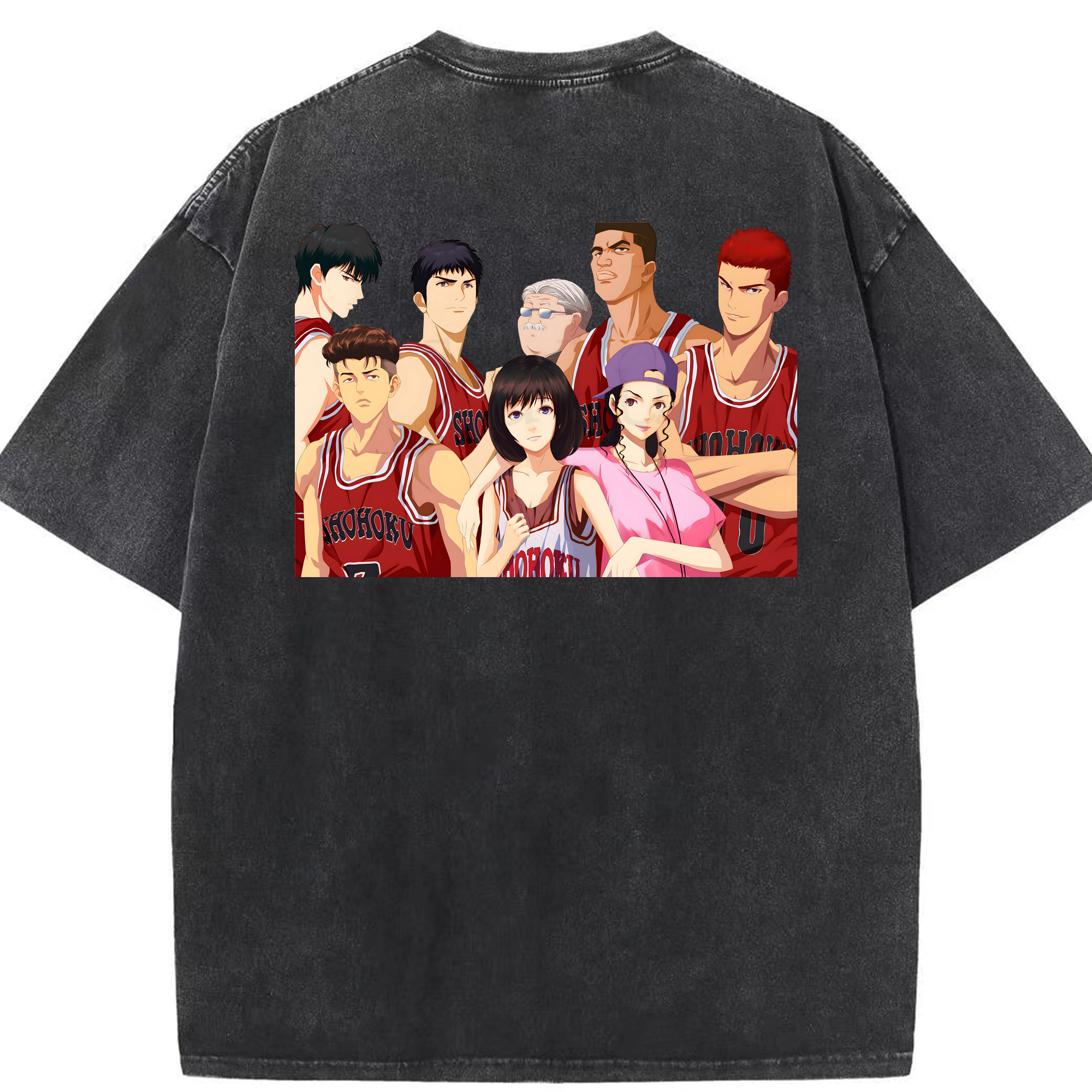 SLAM DUNK／スラムダンク 綿100% ヴィンテージ風 半袖Tシャツ（背面プリント）