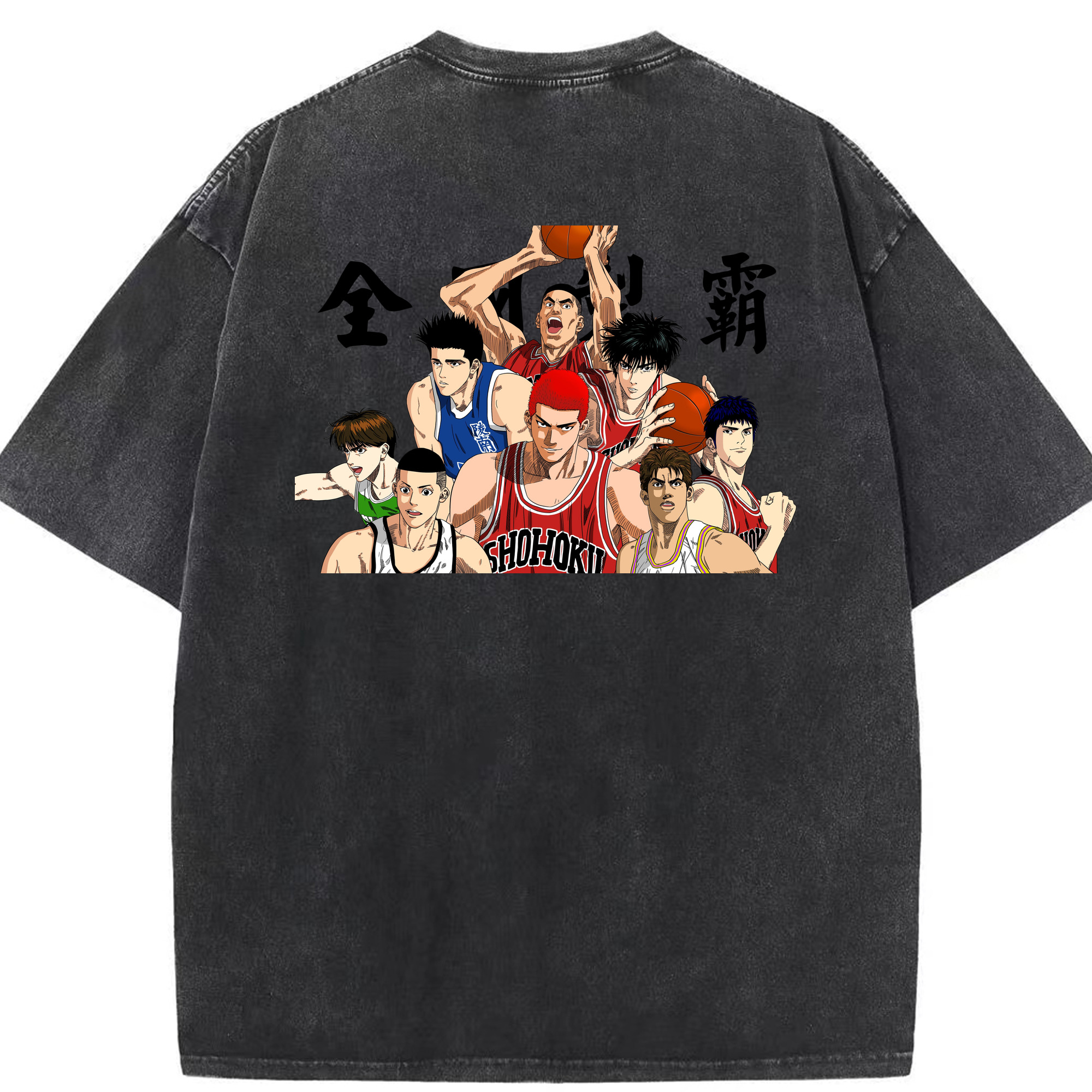 SLAM DUNK／スラムダンク 綿100% ヴィンテージ風 半袖Tシャツ（背面プリント）