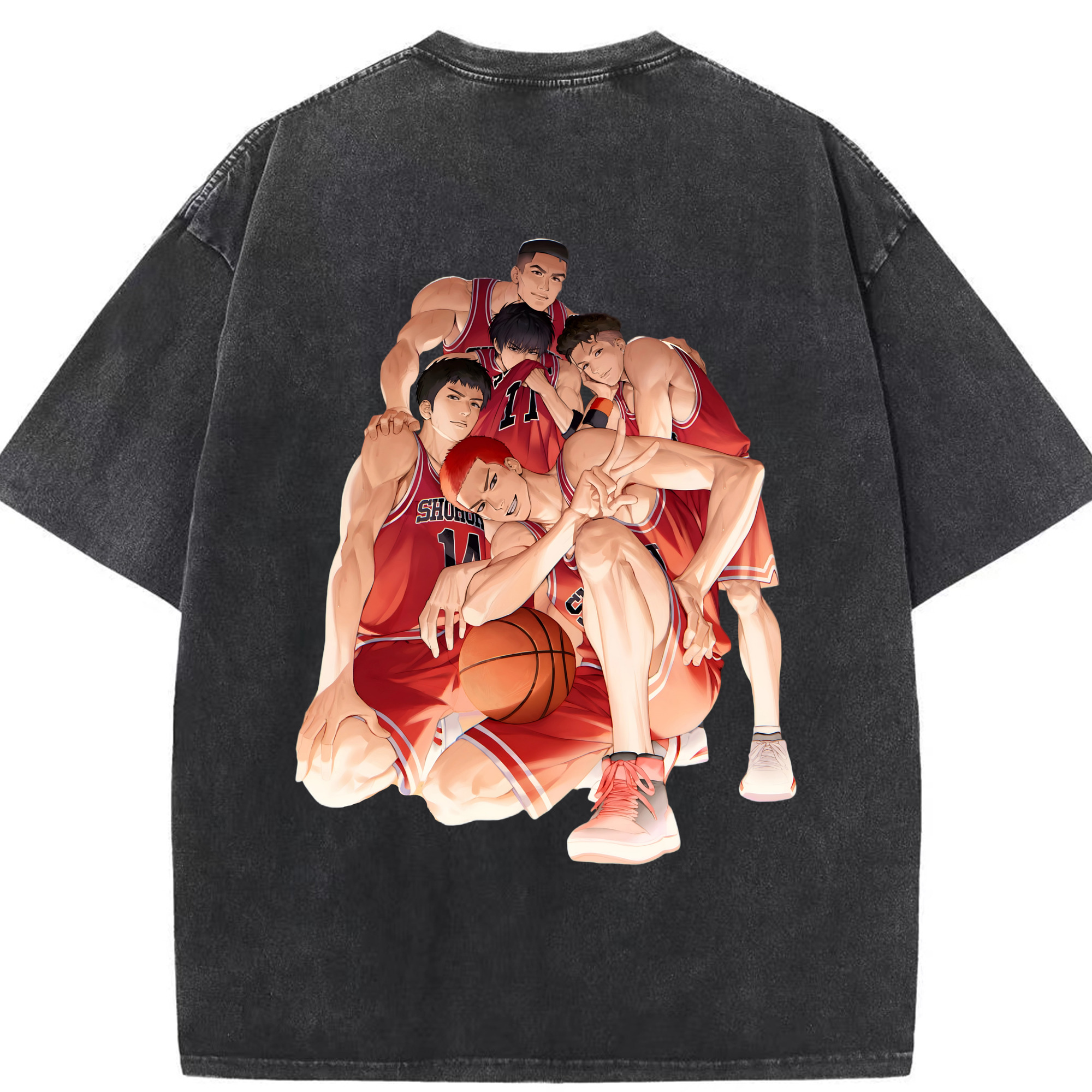 SLAM DUNK／スラムダンク 綿100% ヴィンテージ風 半袖Tシャツ（背面プリント）