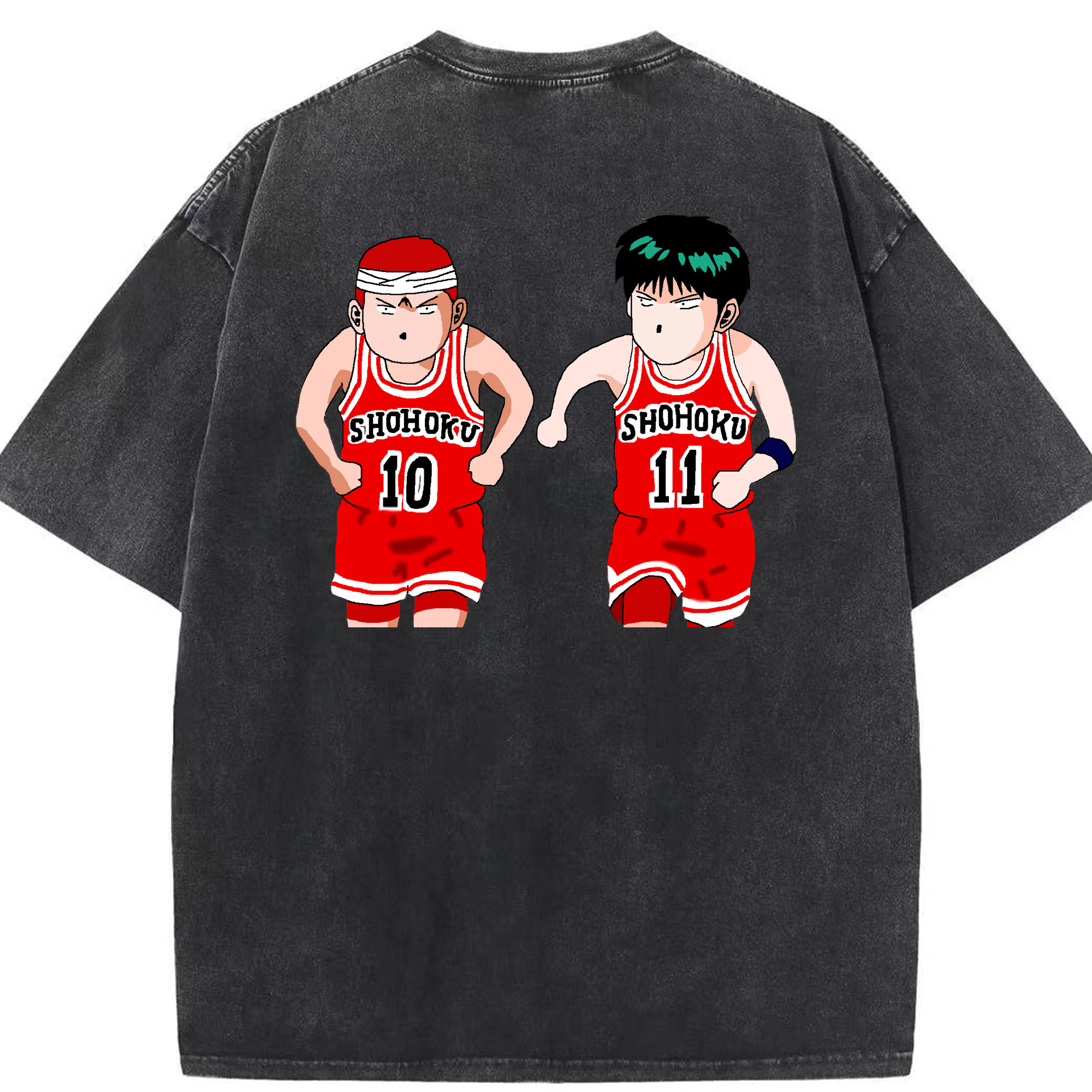 SLAM DUNK／スラムダンク 綿100% ヴィンテージ風 半袖Tシャツ（背面プリント）