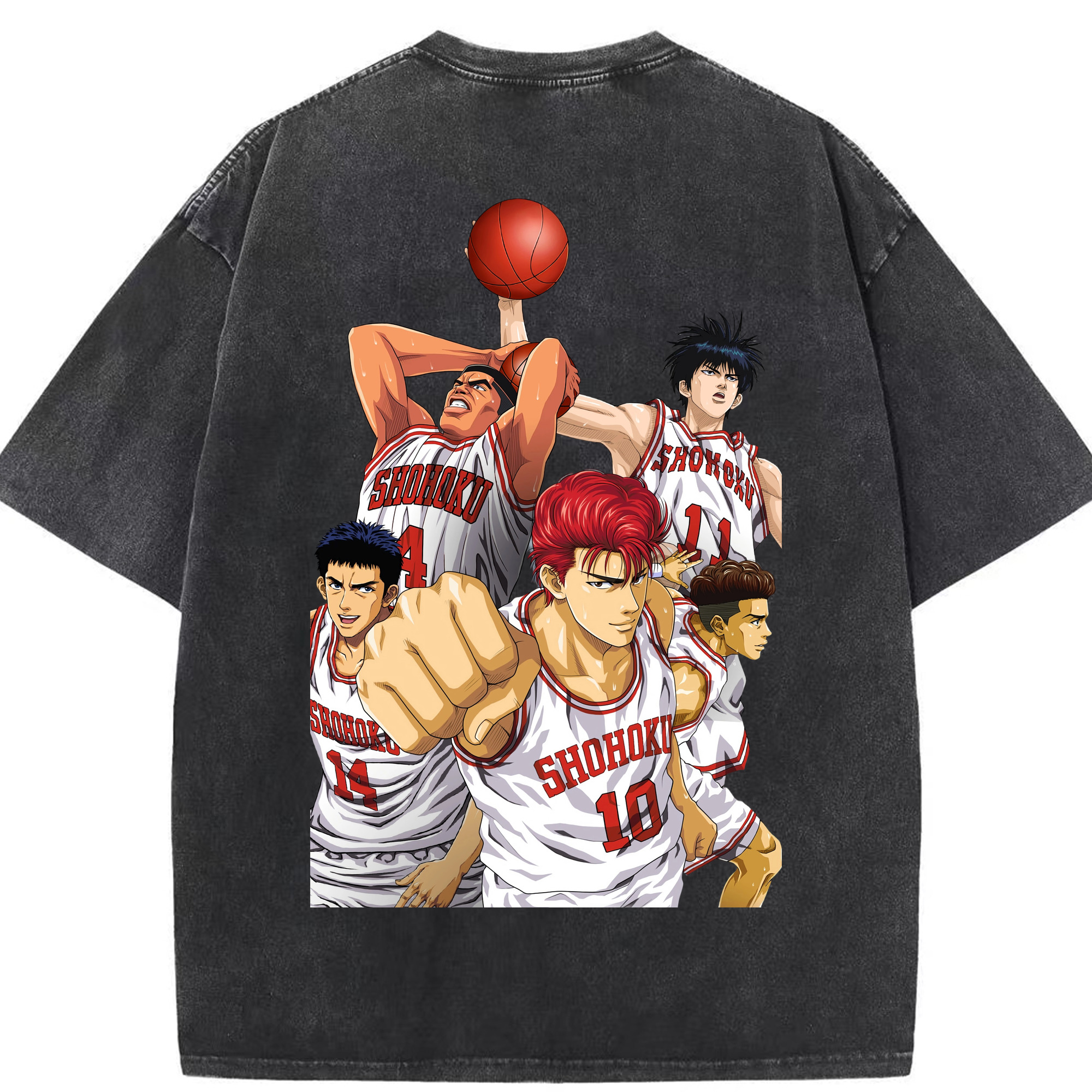 SLAM DUNK／スラムダンク 綿100% ヴィンテージ風 半袖Tシャツ（背面プリント）
