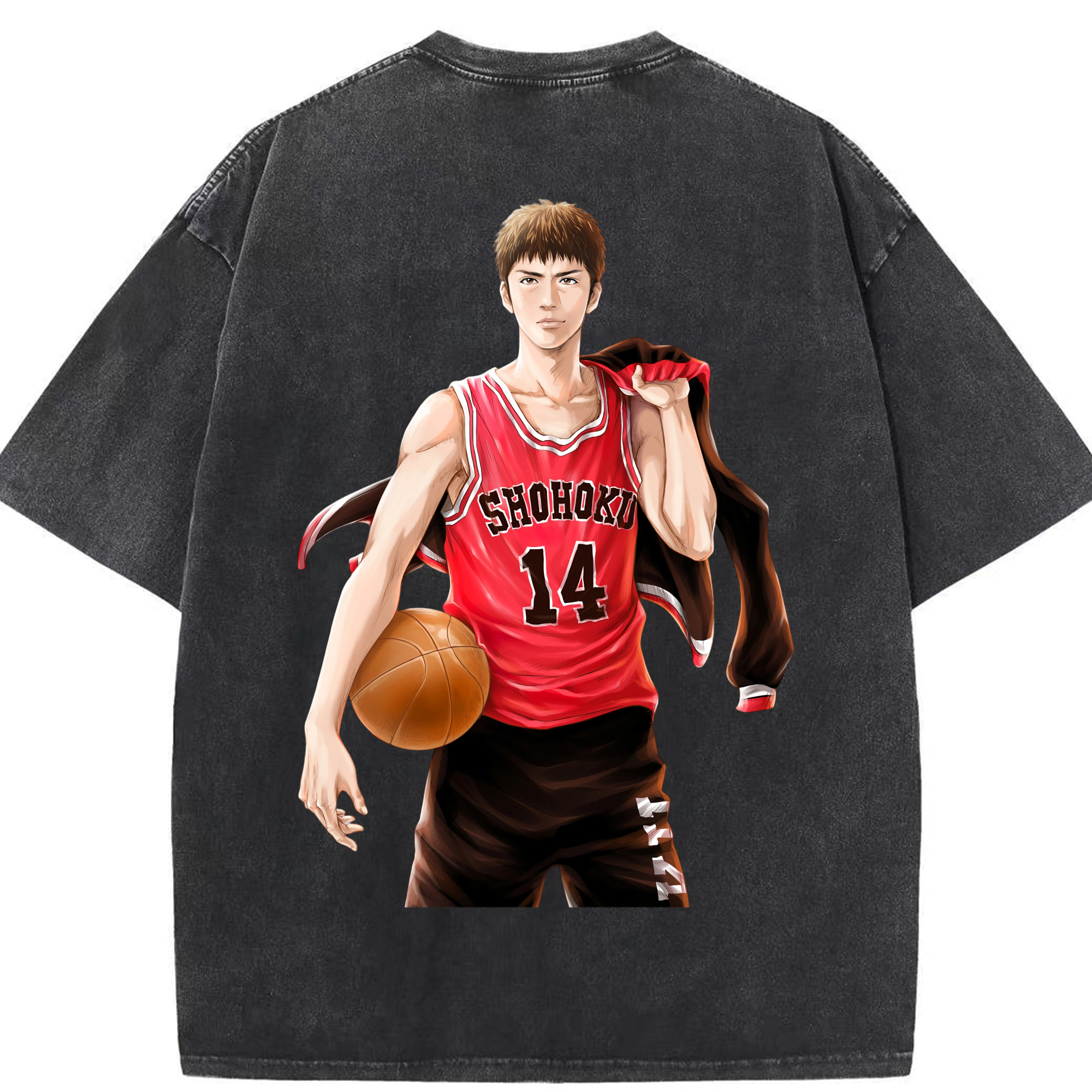 SLAM DUNK／スラムダンク 綿100% ヴィンテージ風 半袖Tシャツ（背面プリント）