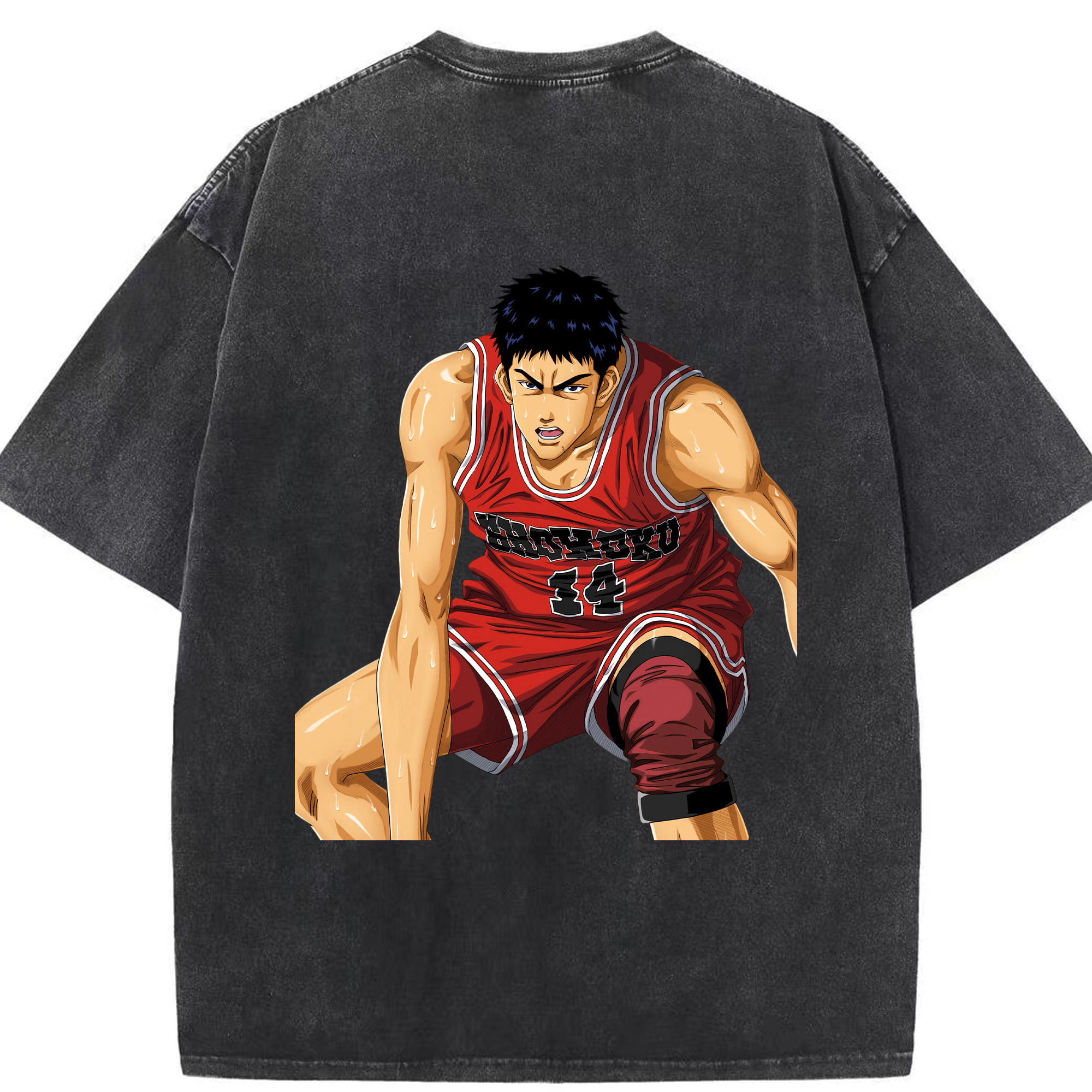 SLAM DUNK／スラムダンク 綿100% ヴィンテージ風 半袖Tシャツ（背面プリント）