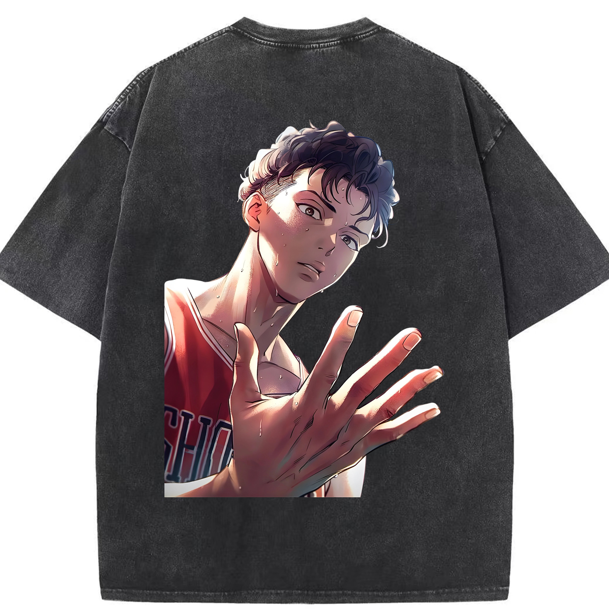 SLAM DUNK／スラムダンク 綿100% ヴィンテージ風 半袖Tシャツ（背面プリント）