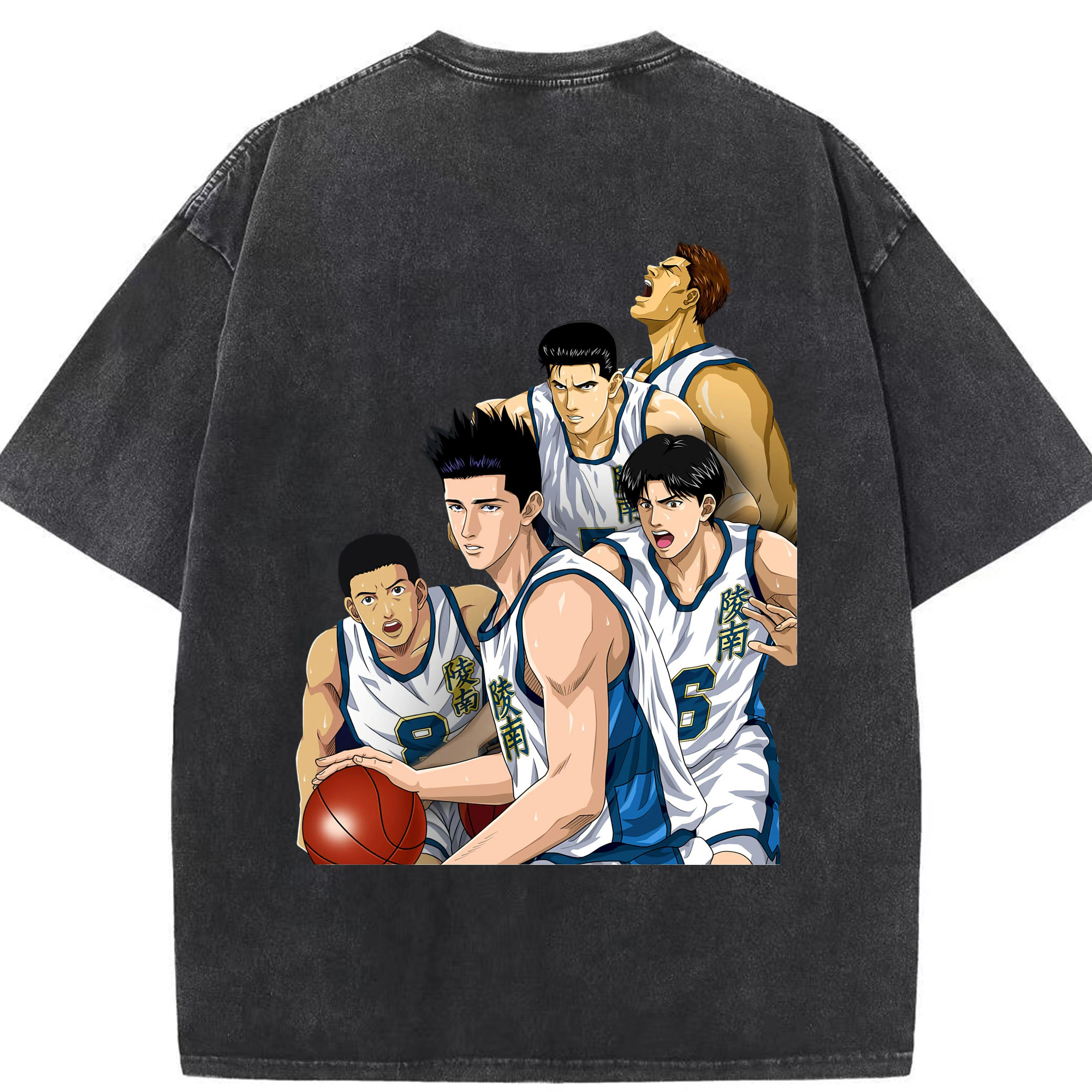 SLAM DUNK／スラムダンク 綿100% ヴィンテージ風 半袖Tシャツ（背面プリント）