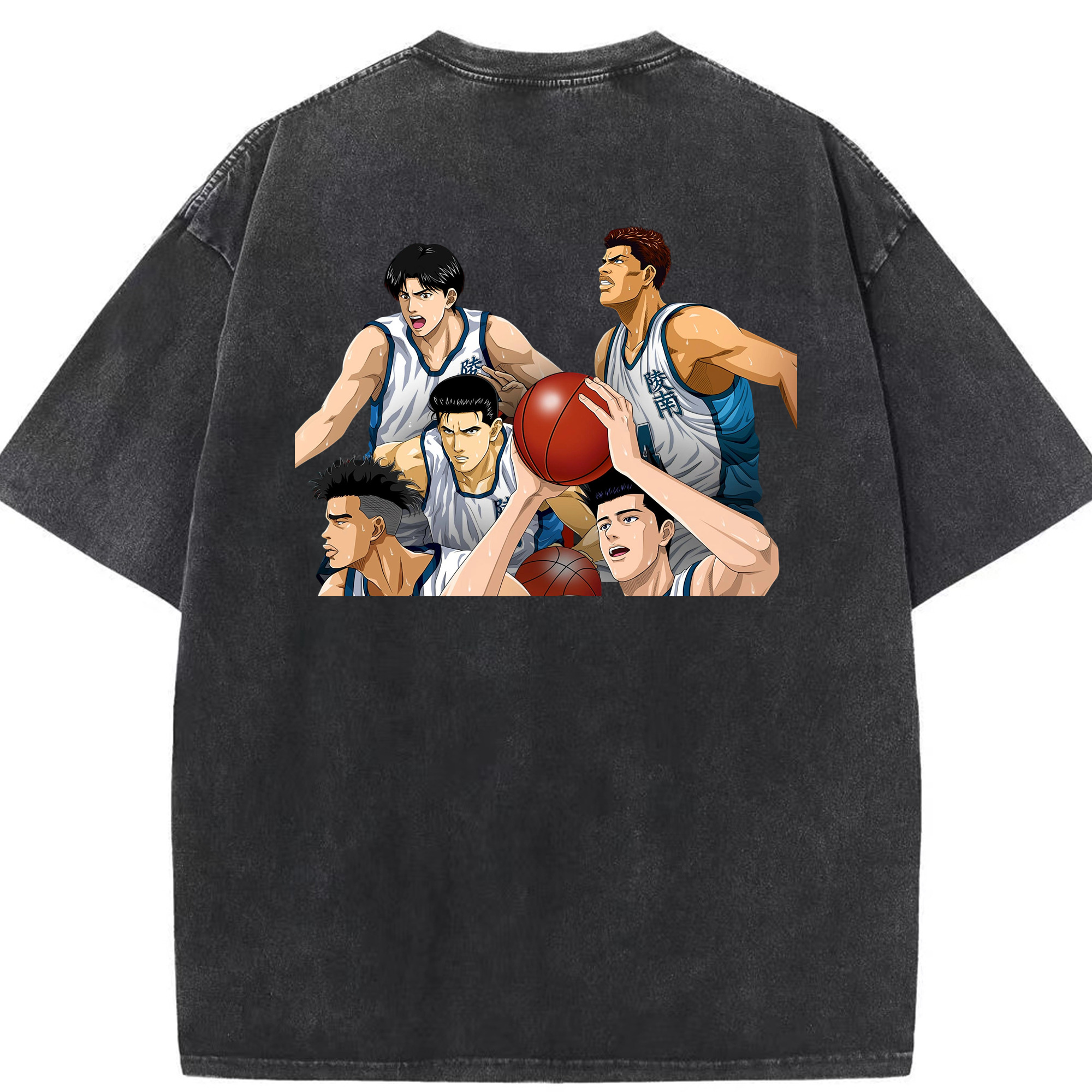 SLAM DUNK／スラムダンク 綿100% ヴィンテージ風 半袖Tシャツ（背面プリント）