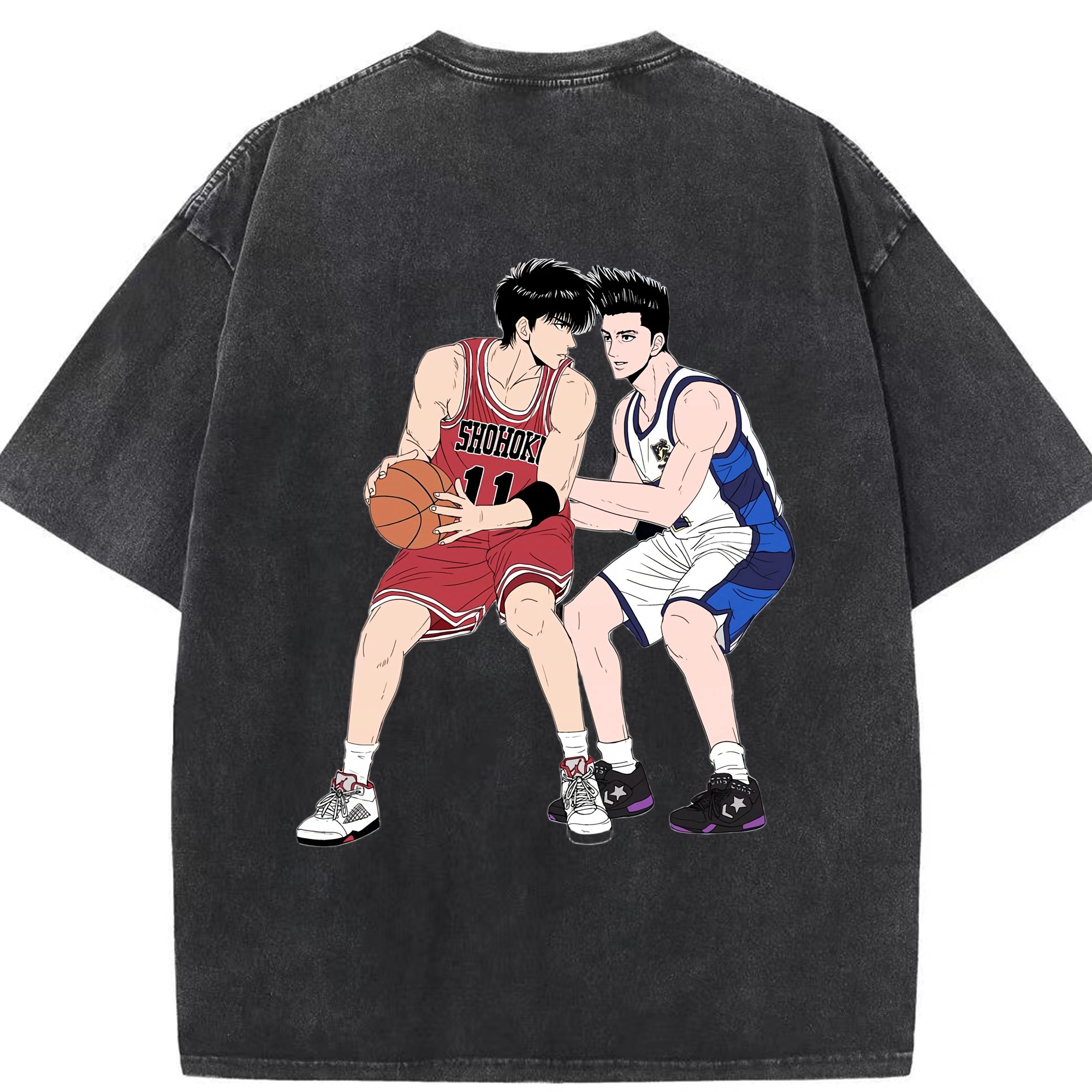 SLAM DUNK／スラムダンク 綿100% ヴィンテージ風 半袖Tシャツ（背面プリント）