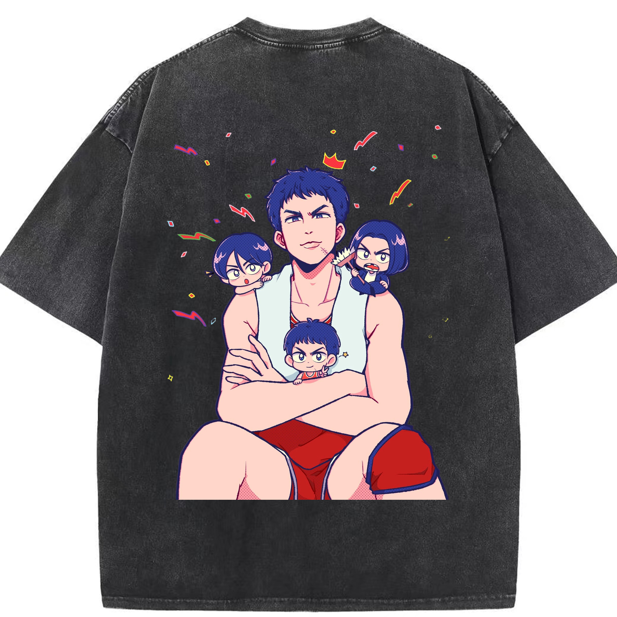 SLAM DUNK／スラムダンク 綿100% ヴィンテージ風 半袖Tシャツ（背面プリント）
