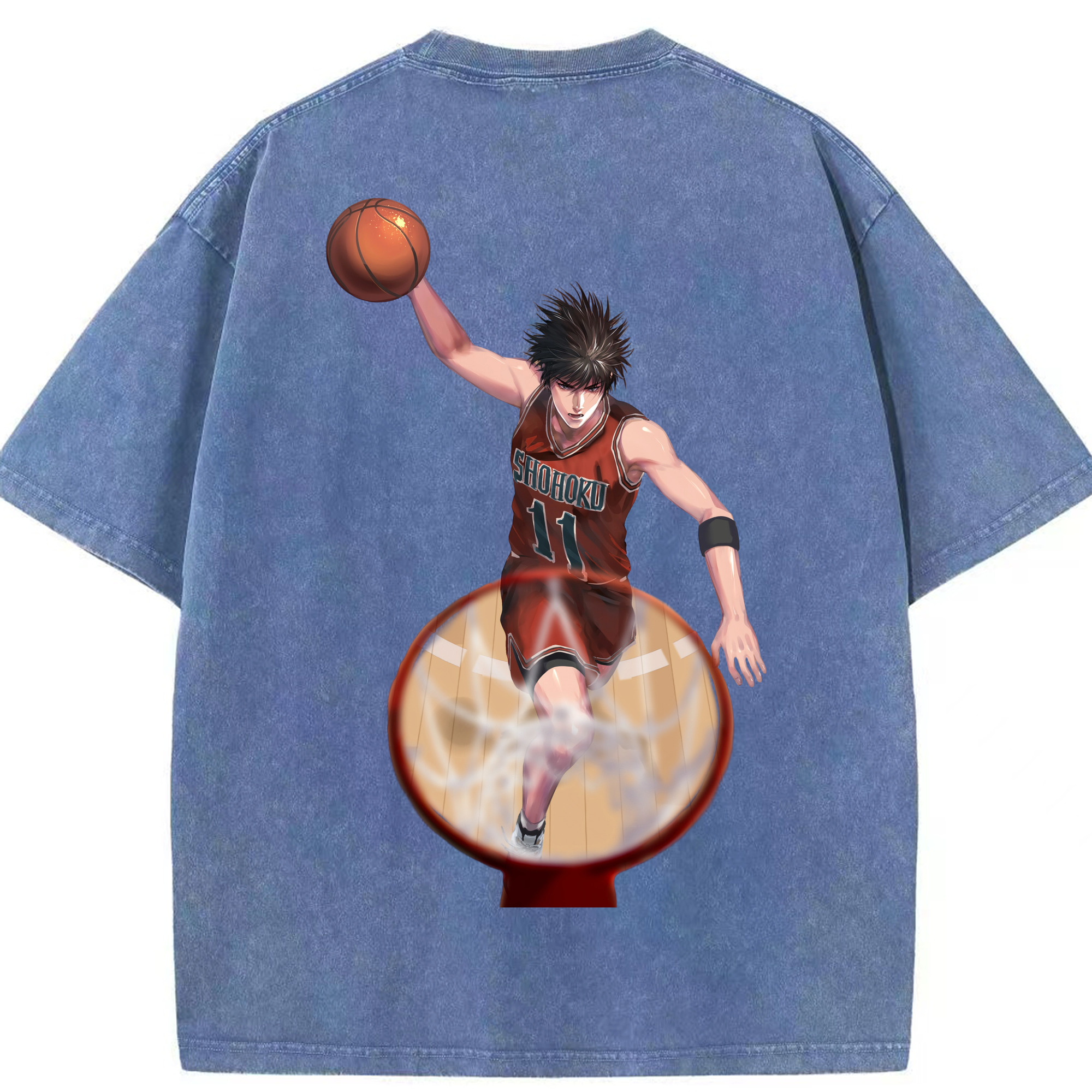 （画像用） SLAM DUNK／スラムダンク 綿100% ヴィンテージ風 半袖Tシャツ（背面プリント）