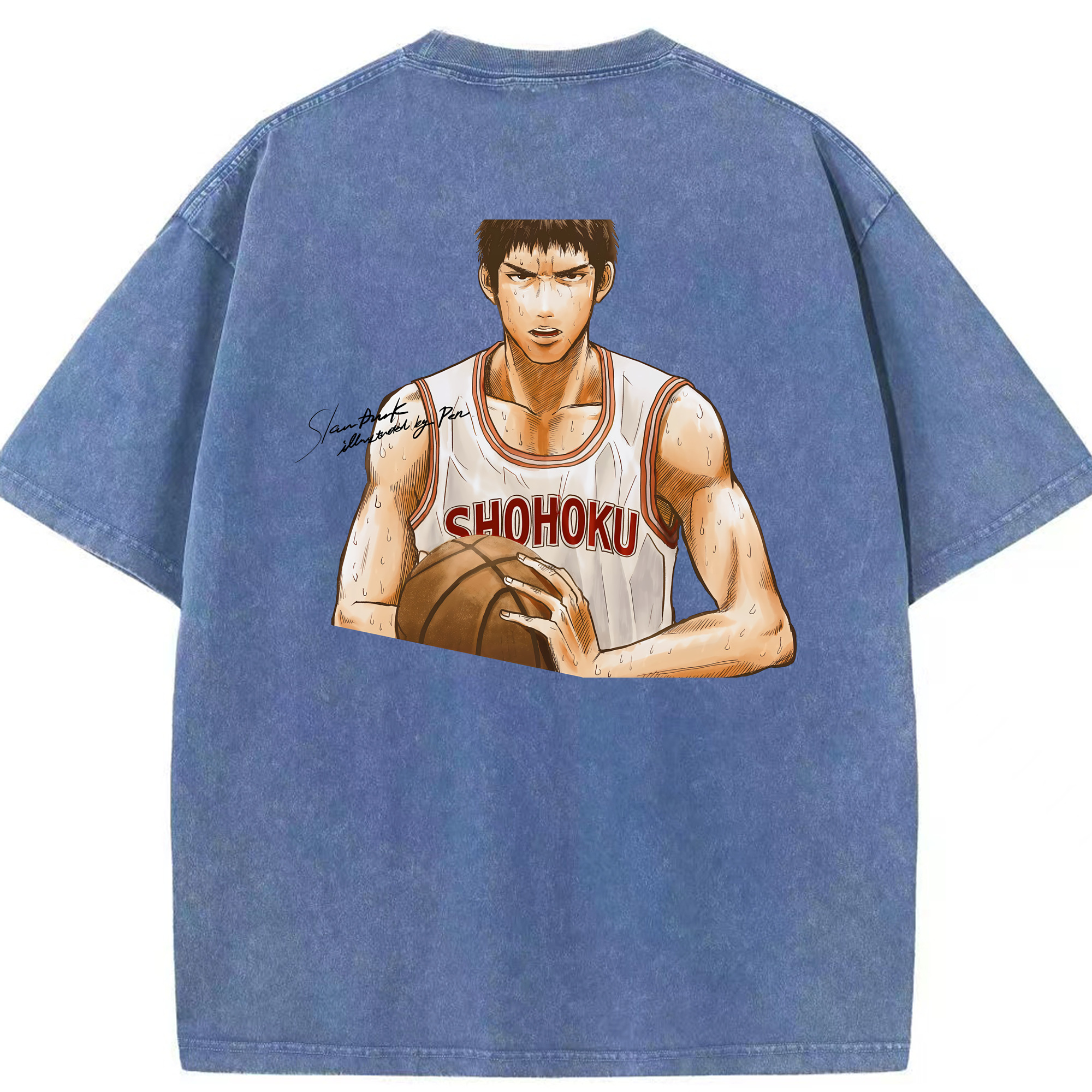 （画像用） SLAM DUNK／スラムダンク 綿100% ヴィンテージ風 半袖Tシャツ（背面プリント）