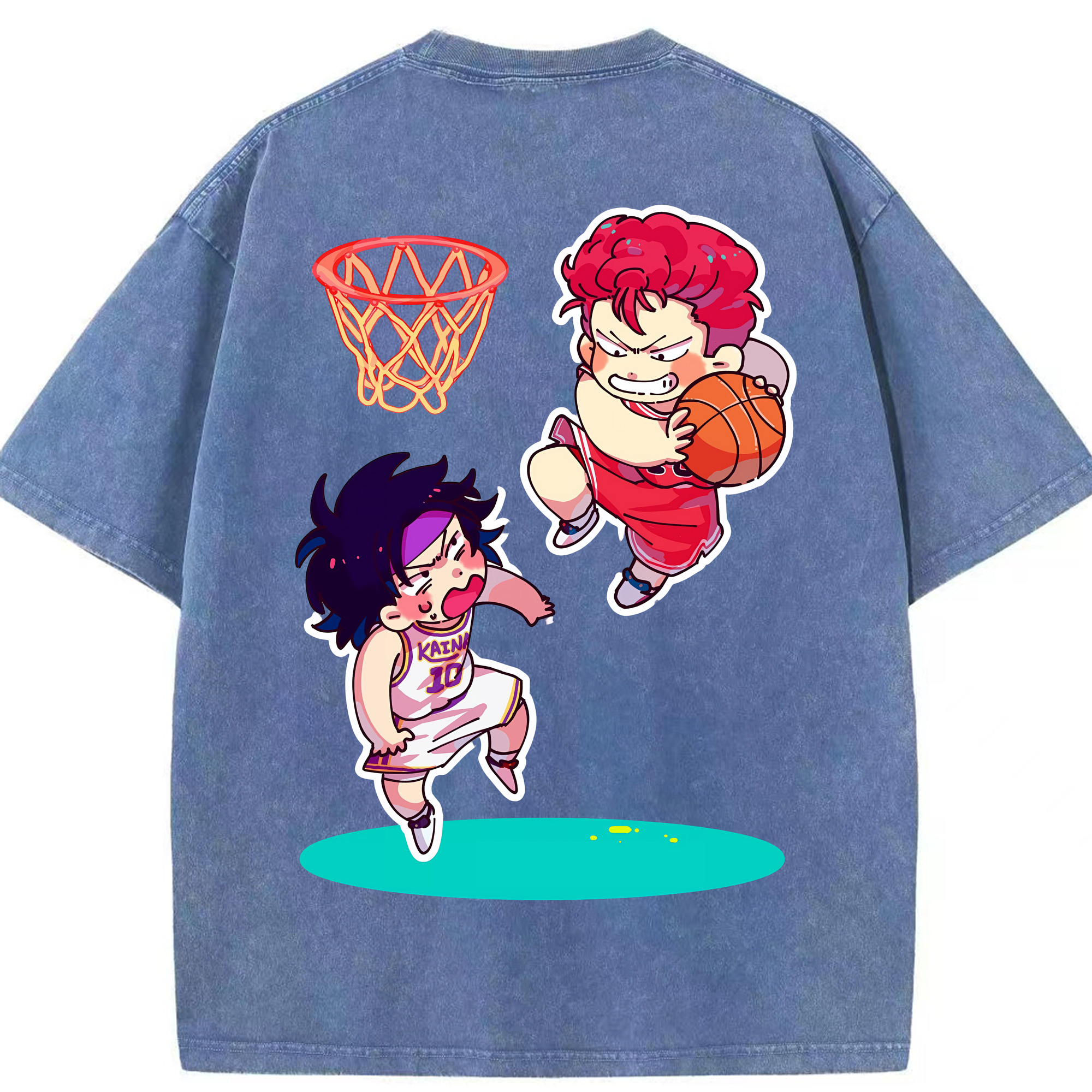 SLAM DUNK／スラムダンク 綿100% ヴィンテージ風 半袖Tシャツ（背面プリント）