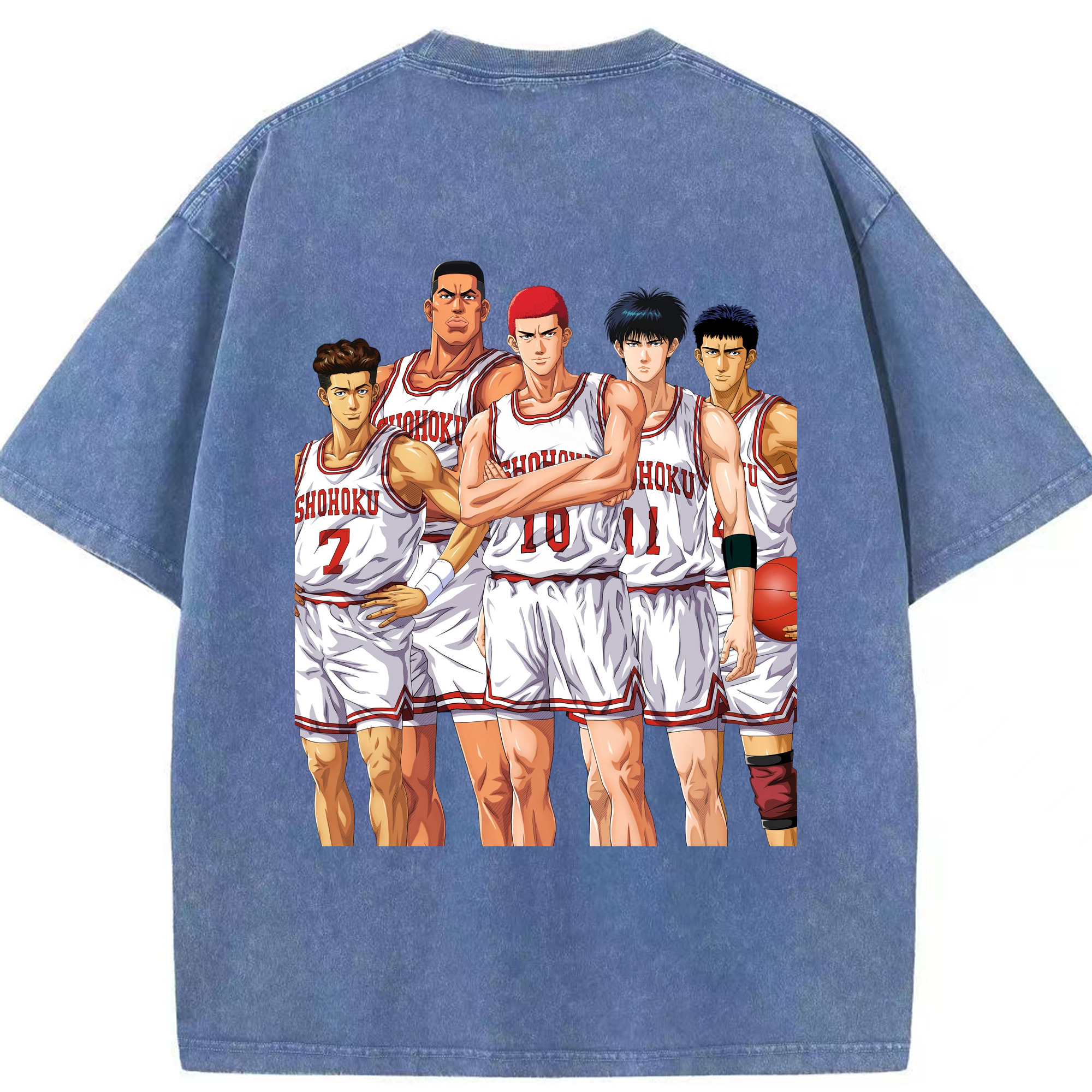 SLAM DUNK／スラムダンク 綿100% ヴィンテージ風 半袖Tシャツ（背面プリント）