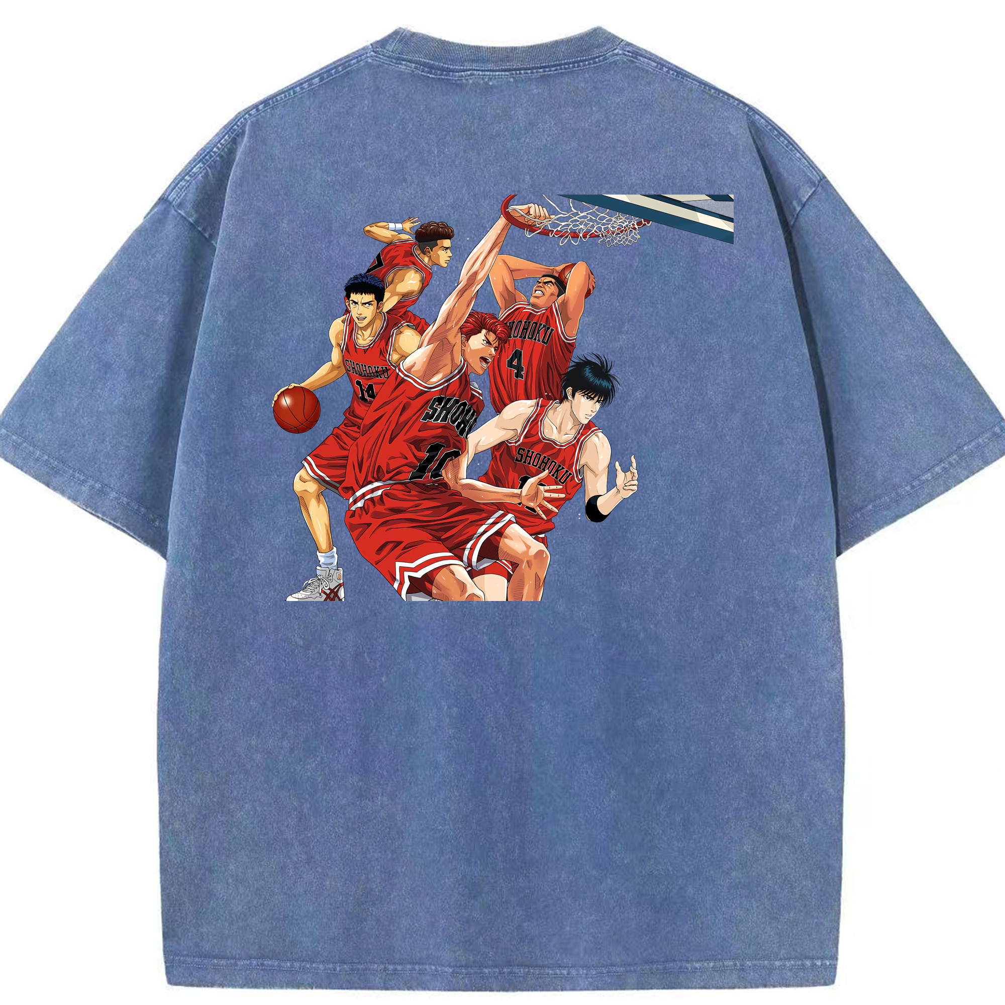 SLAM DUNK／スラムダンク 綿100% ヴィンテージ風 半袖Tシャツ（背面プリント）