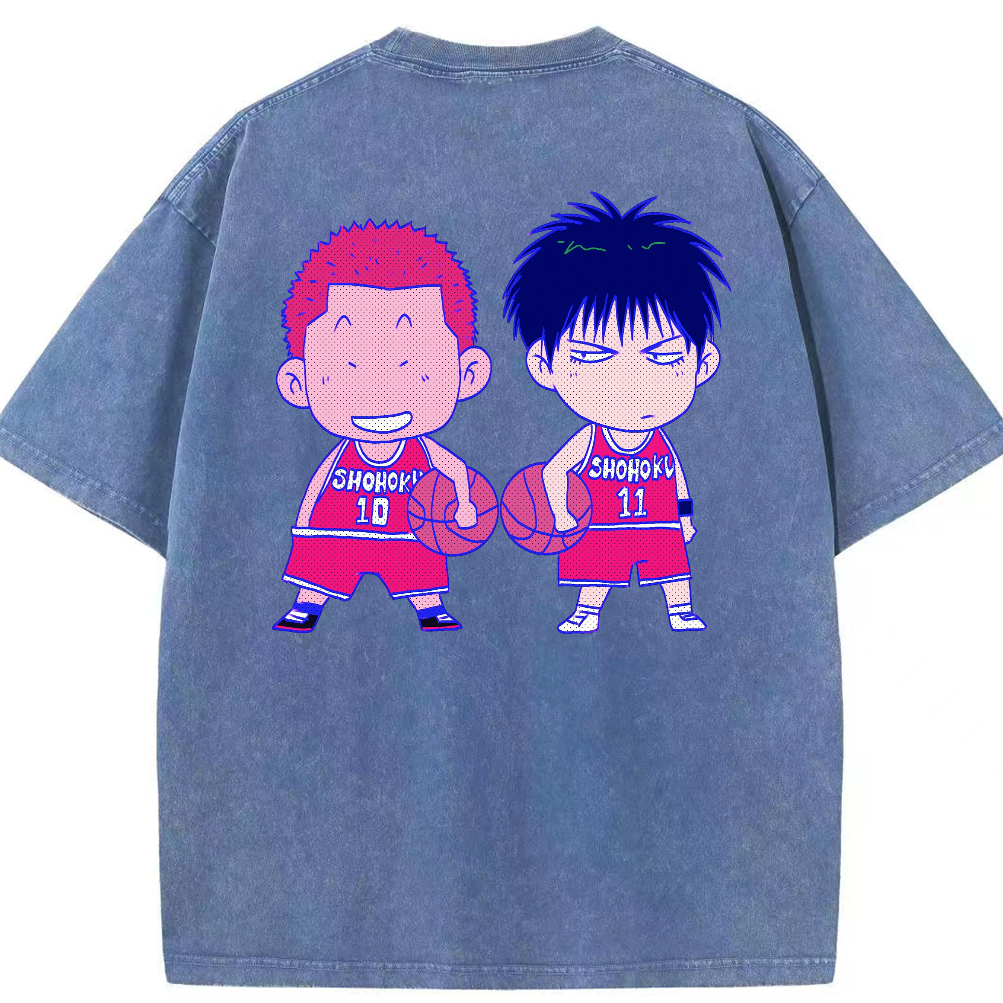 SLAM DUNK／スラムダンク 綿100% ヴィンテージ風 半袖Tシャツ（背面プリント）