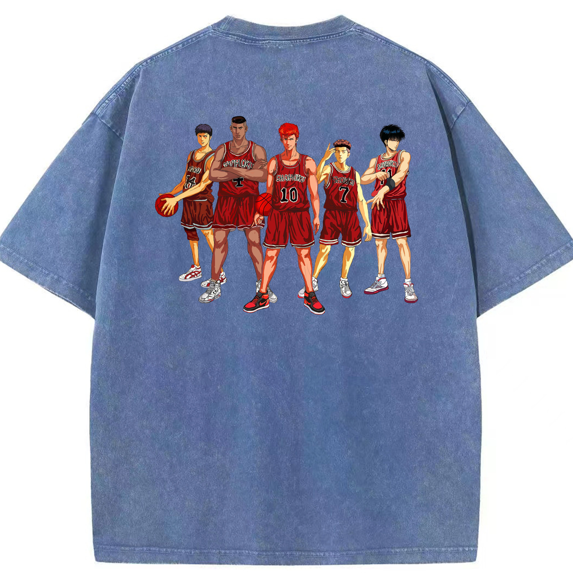 SLAM DUNK／スラムダンク 綿100% ヴィンテージ風 半袖Tシャツ（背面プリント）