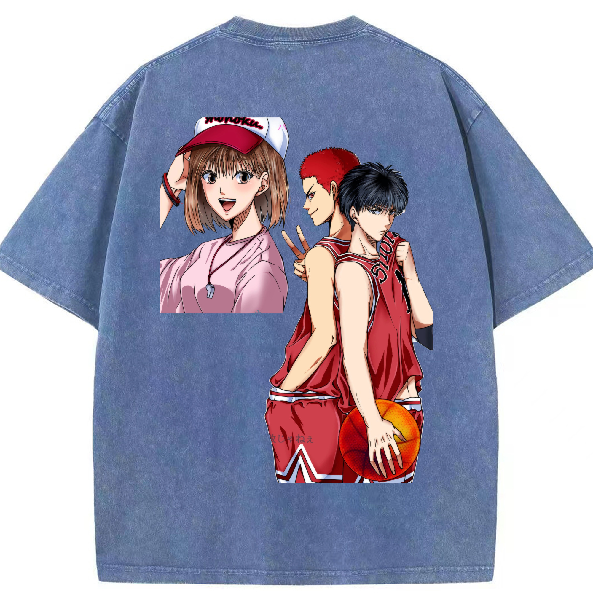 SLAM DUNK／スラムダンク 綿100% ヴィンテージ風 半袖Tシャツ（背面プリント）