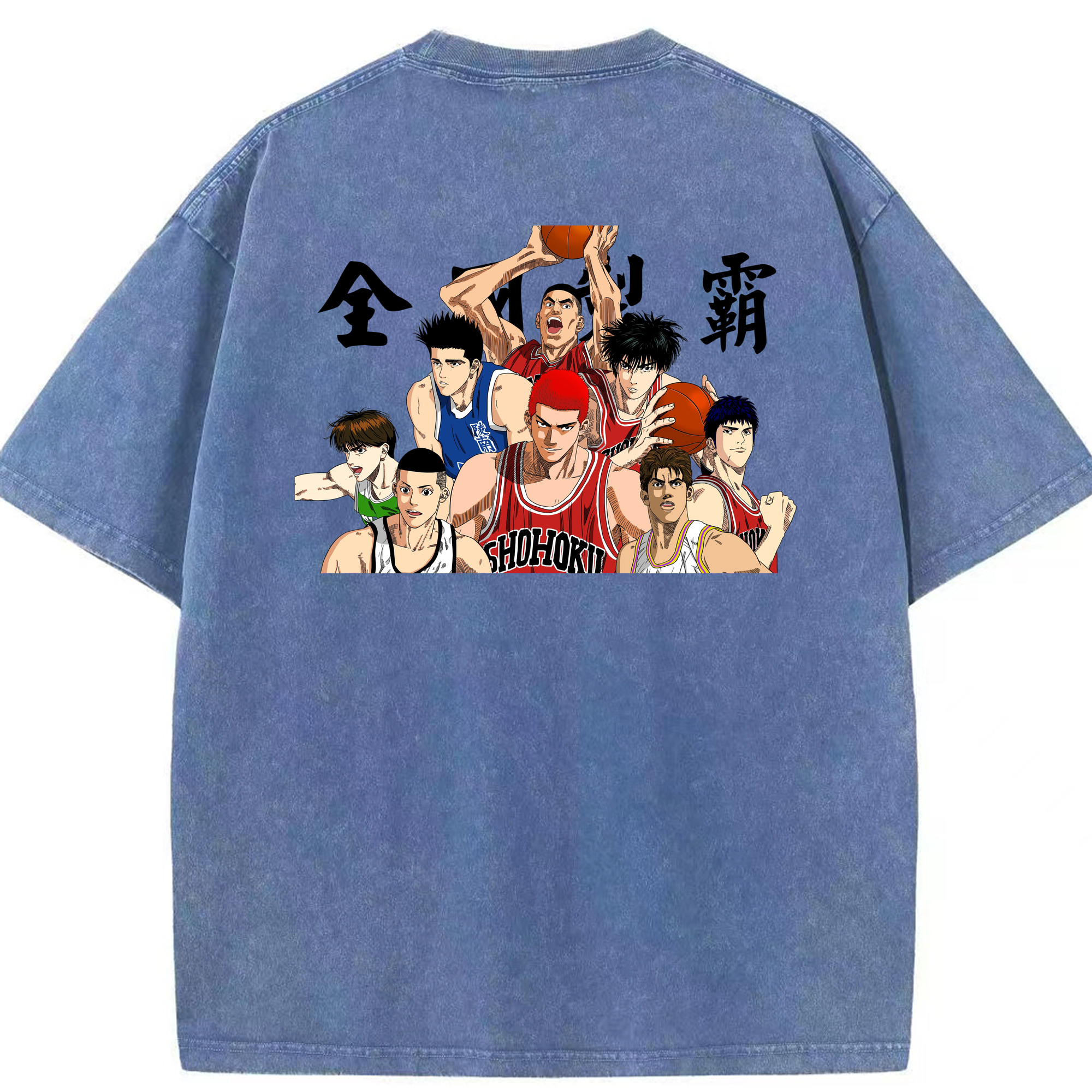 SLAM DUNK／スラムダンク 綿100% ヴィンテージ風 半袖Tシャツ（背面プリント）