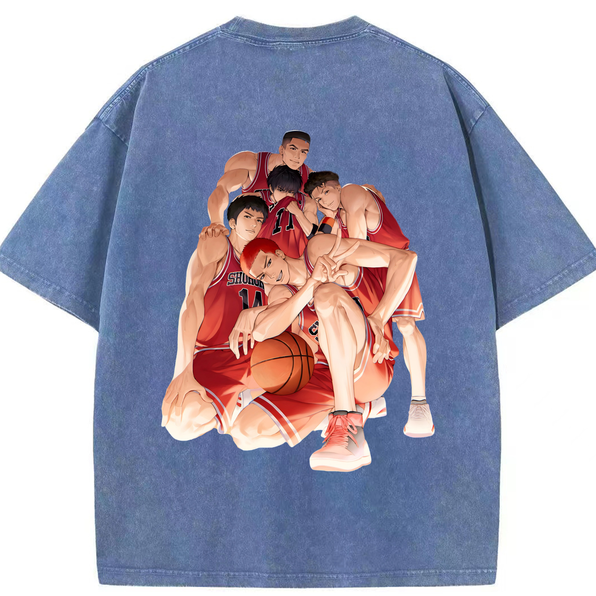 SLAM DUNK／スラムダンク 綿100% ヴィンテージ風 半袖Tシャツ（背面プリント）
