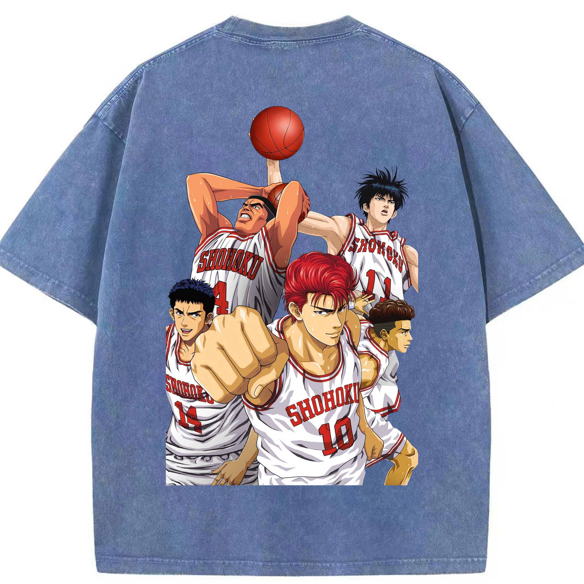 SLAM DUNK／スラムダンク 綿100% ヴィンテージ風 半袖Tシャツ（背面プリント）