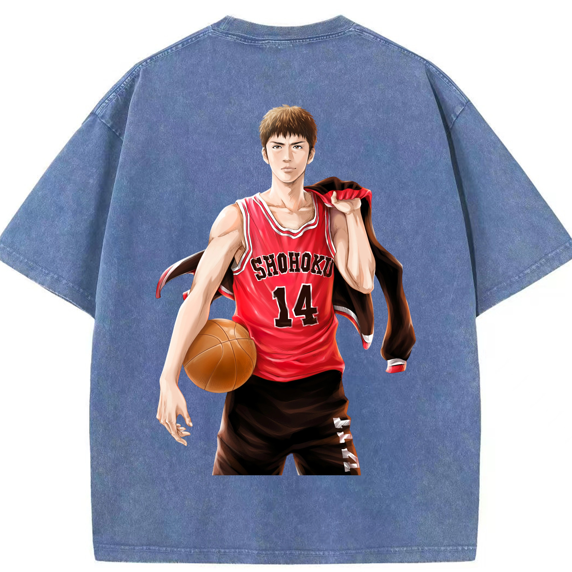 SLAM DUNK／スラムダンク 綿100% ヴィンテージ風 半袖Tシャツ（背面プリント）