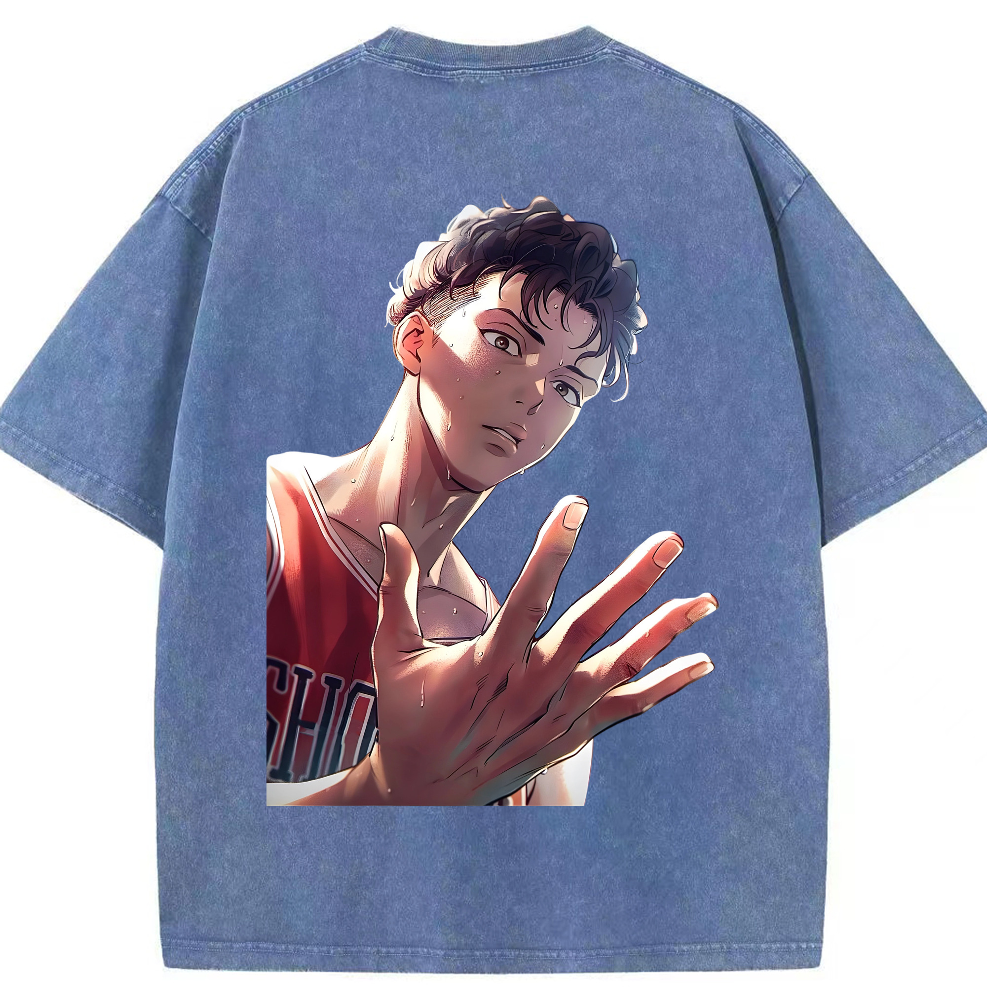 SLAM DUNK／スラムダンク 綿100% ヴィンテージ風 半袖Tシャツ（背面プリント）