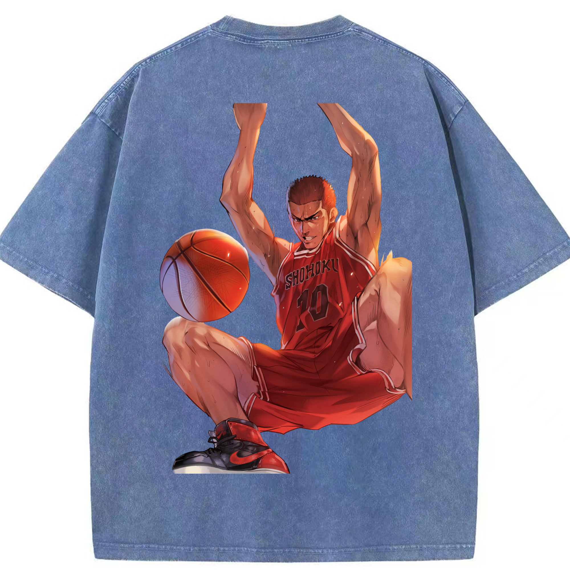 SLAM DUNK／スラムダンク 綿100% ヴィンテージ風 半袖Tシャツ（背面プリント）