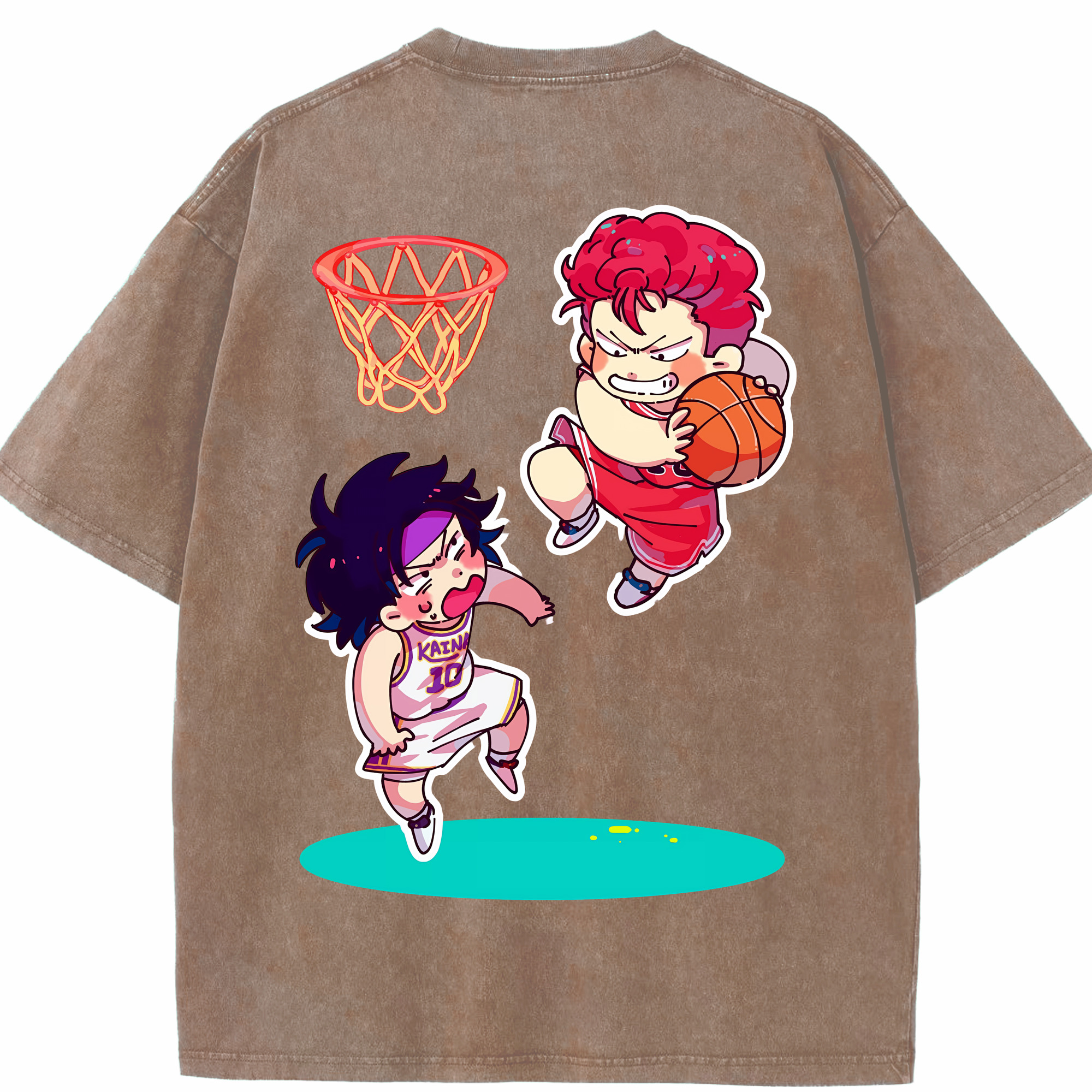 SLAM DUNK／スラムダンク 綿100% ヴィンテージ風 半袖Tシャツ（背面プリント）