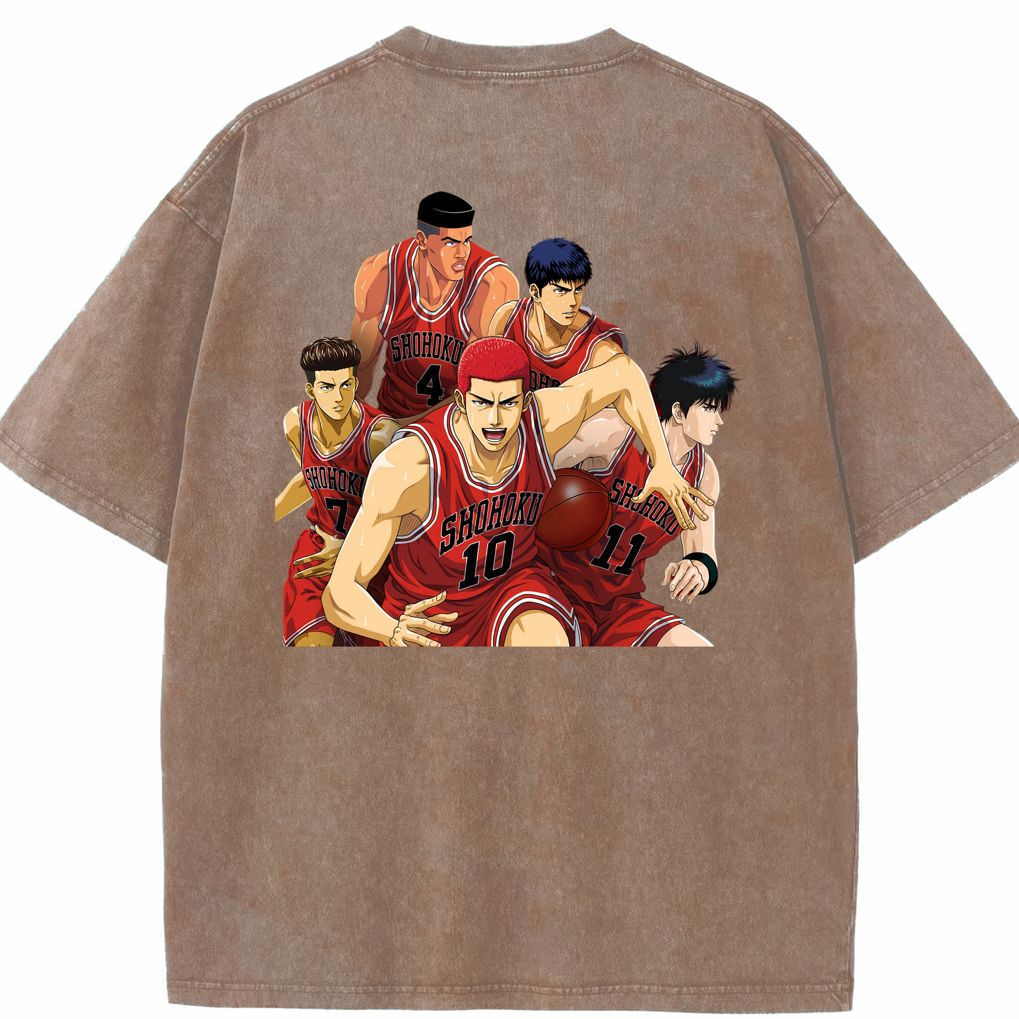 SLAM DUNK／スラムダンク 綿100% ヴィンテージ風 半袖Tシャツ（背面プリント）