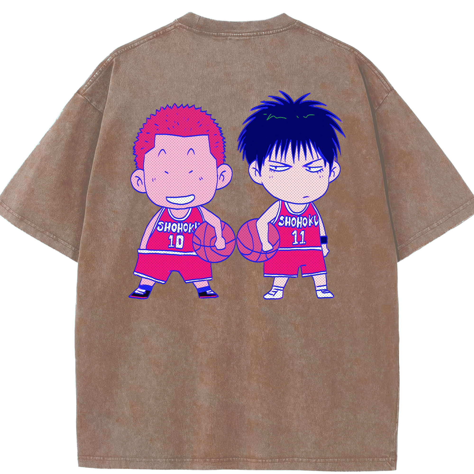SLAM DUNK／スラムダンク 綿100% ヴィンテージ風 半袖Tシャツ（背面プリント）