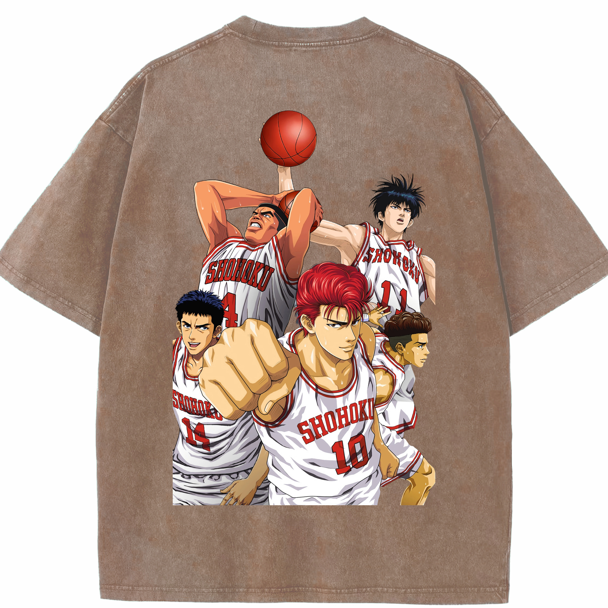 SLAM DUNK／スラムダンク 綿100% ヴィンテージ風 半袖Tシャツ（背面プリント）