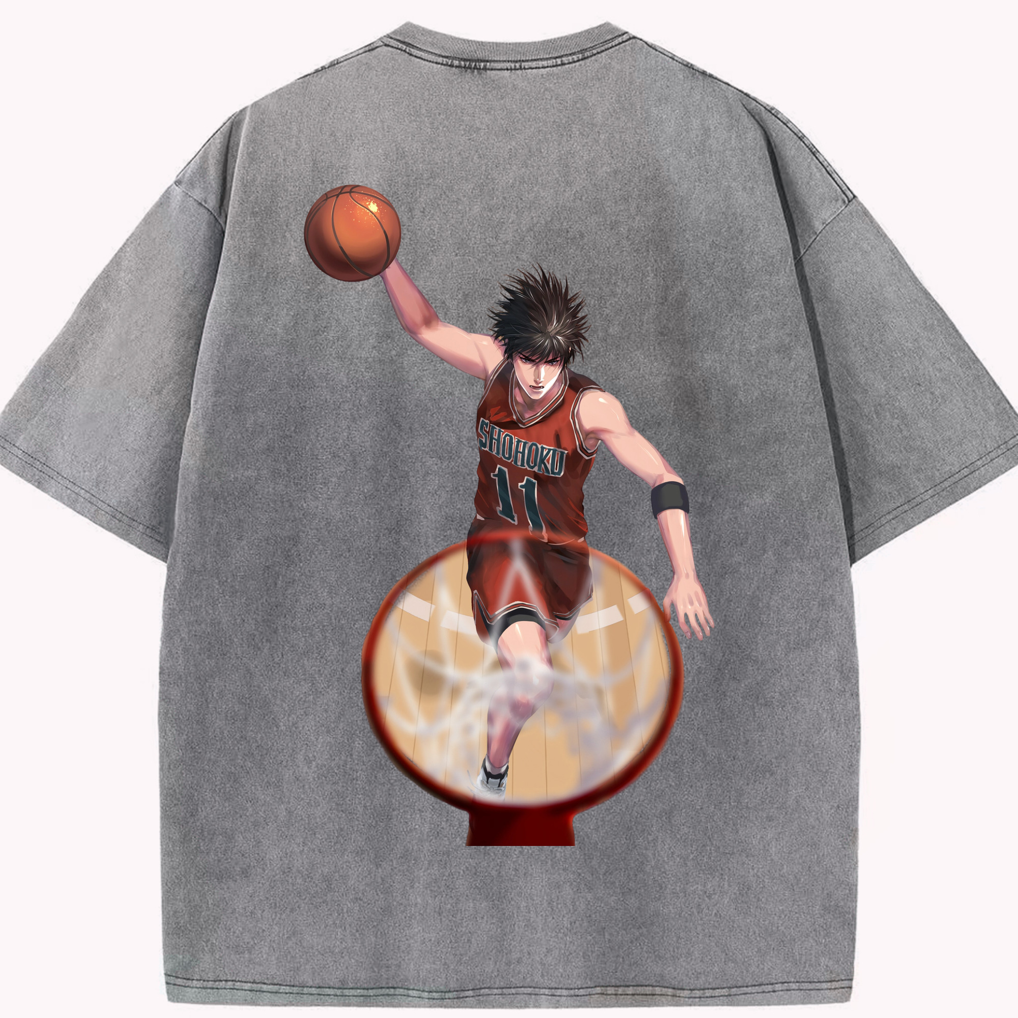 （画像用） SLAM DUNK／スラムダンク 綿100% ヴィンテージ風 半袖Tシャツ（背面プリント）