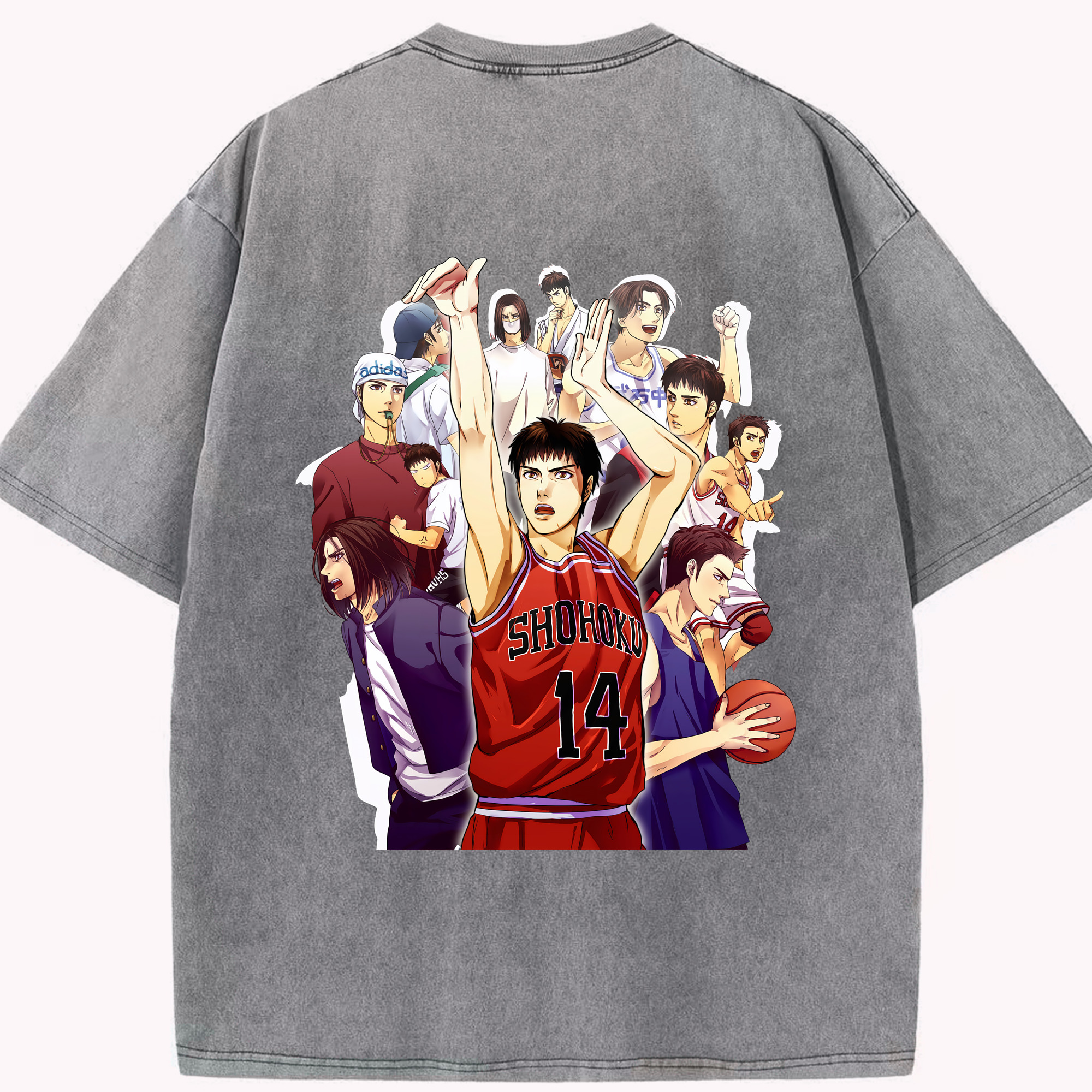 （画像用） SLAM DUNK／スラムダンク 綿100% ヴィンテージ風 半袖Tシャツ（背面プリント）