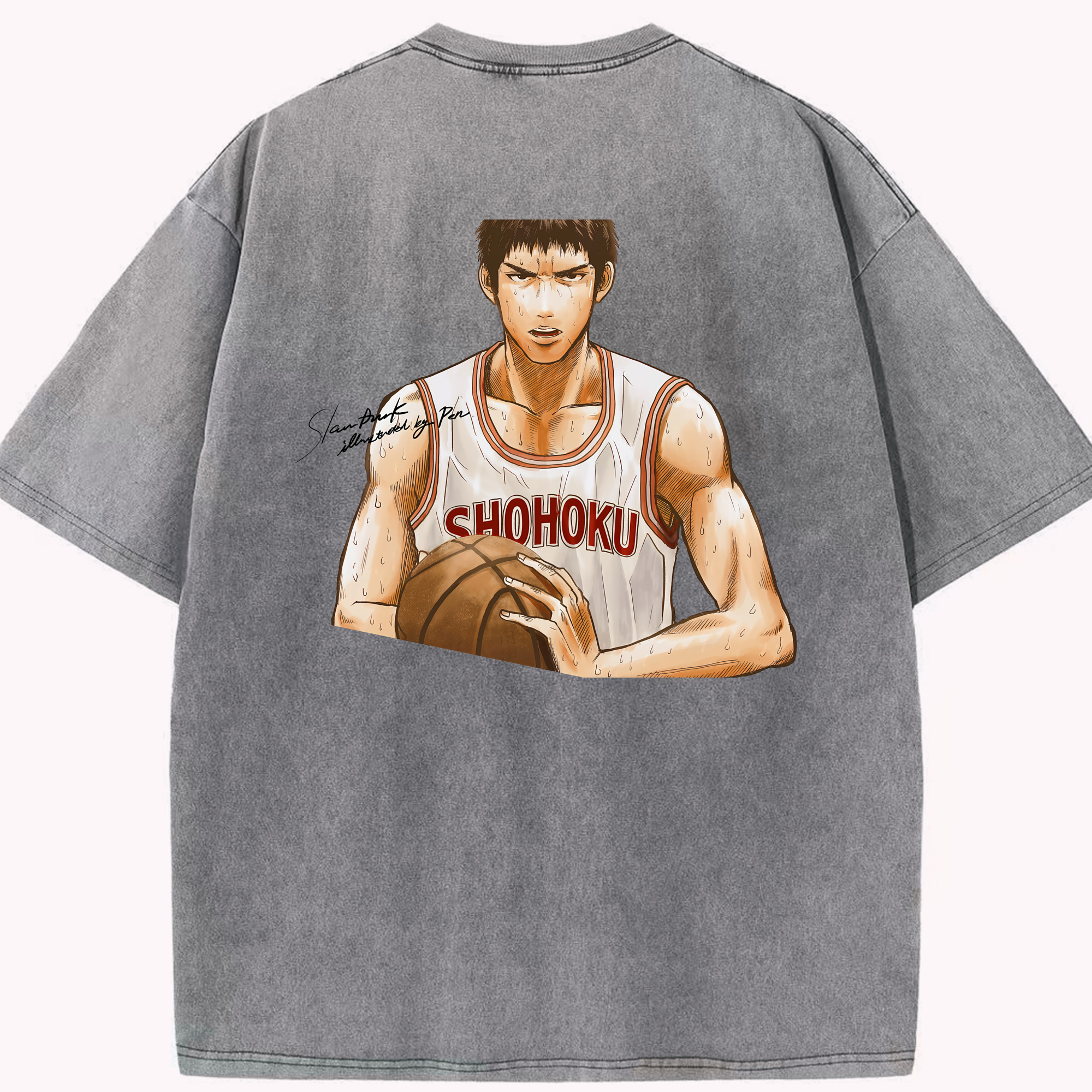 （画像用） SLAM DUNK／スラムダンク 綿100% ヴィンテージ風 半袖Tシャツ（背面プリント）