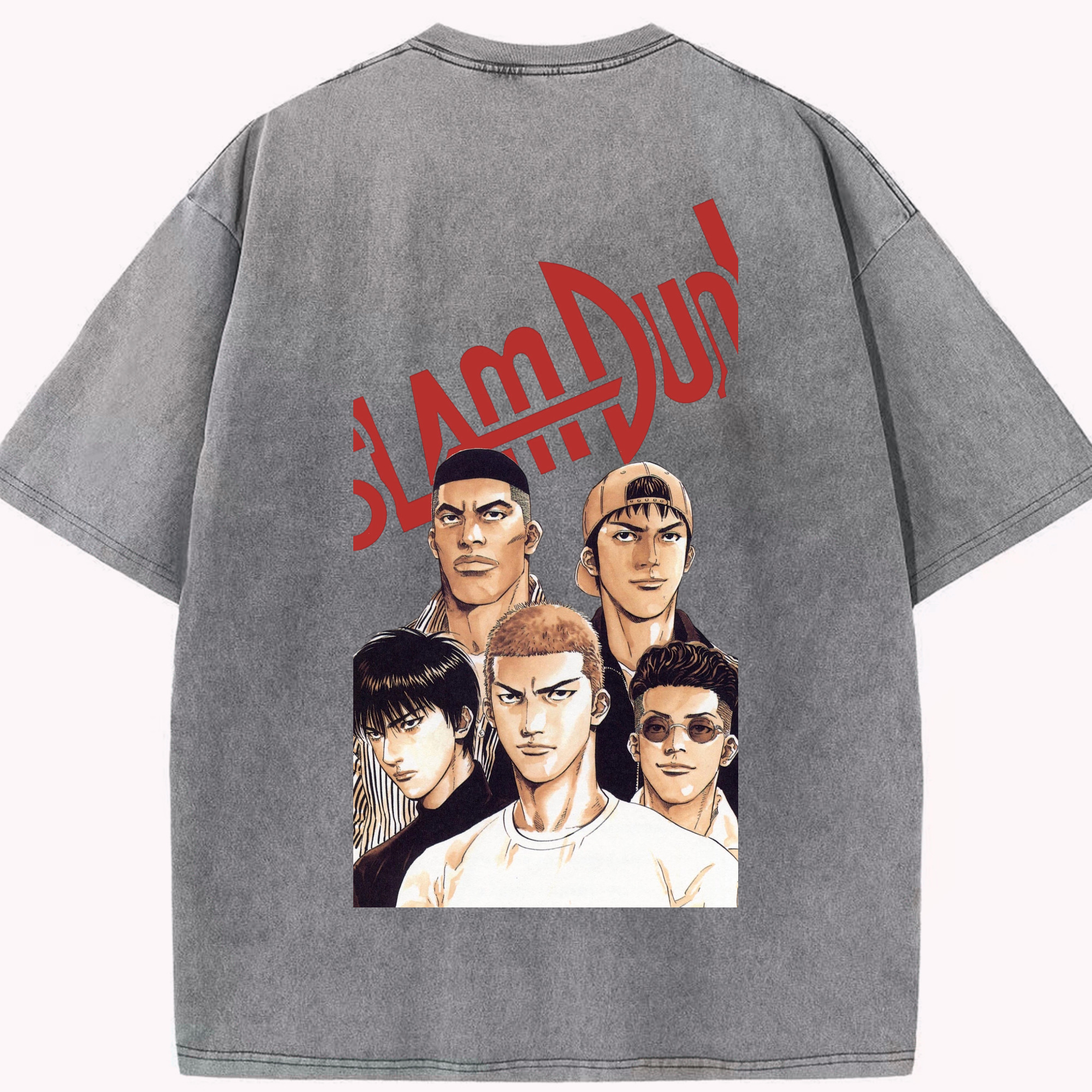 SLAM DUNK／スラムダンク 綿100% ヴィンテージ風 半袖Tシャツ（背面プリント）