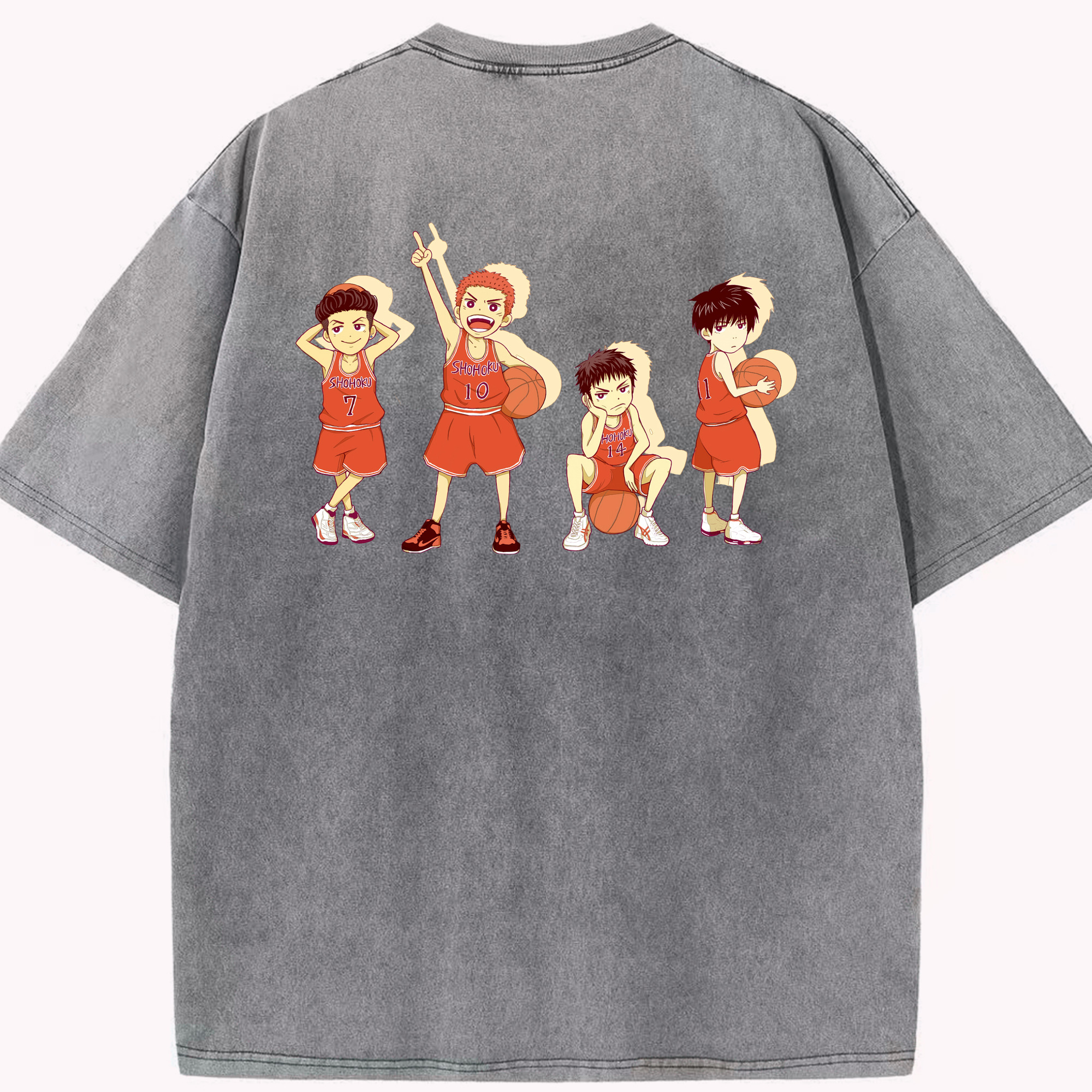 SLAM DUNK／スラムダンク 綿100% ヴィンテージ風 半袖Tシャツ（背面プリント）
