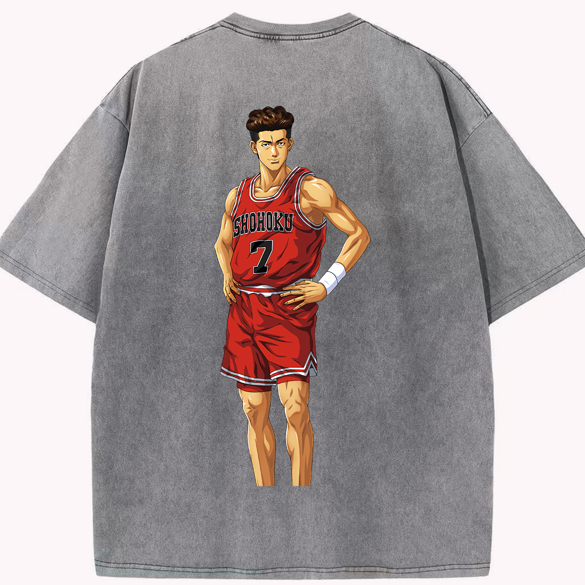 SLAM DUNK／スラムダンク 綿100% ヴィンテージ風 半袖Tシャツ（背面プリント）