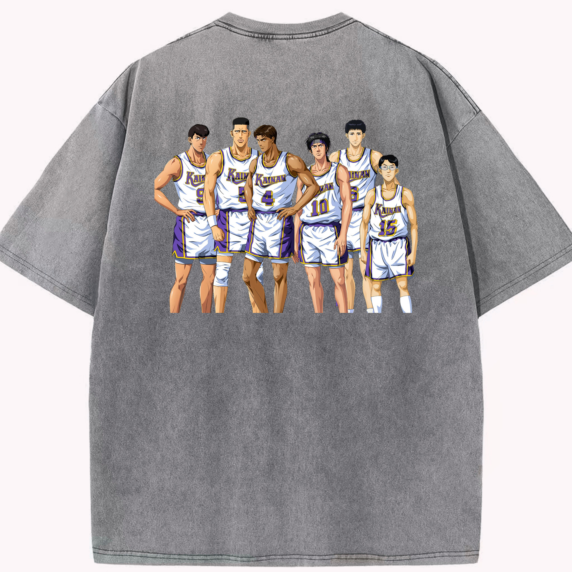 SLAM DUNK／スラムダンク 綿100% ヴィンテージ風 半袖Tシャツ（背面プリント）