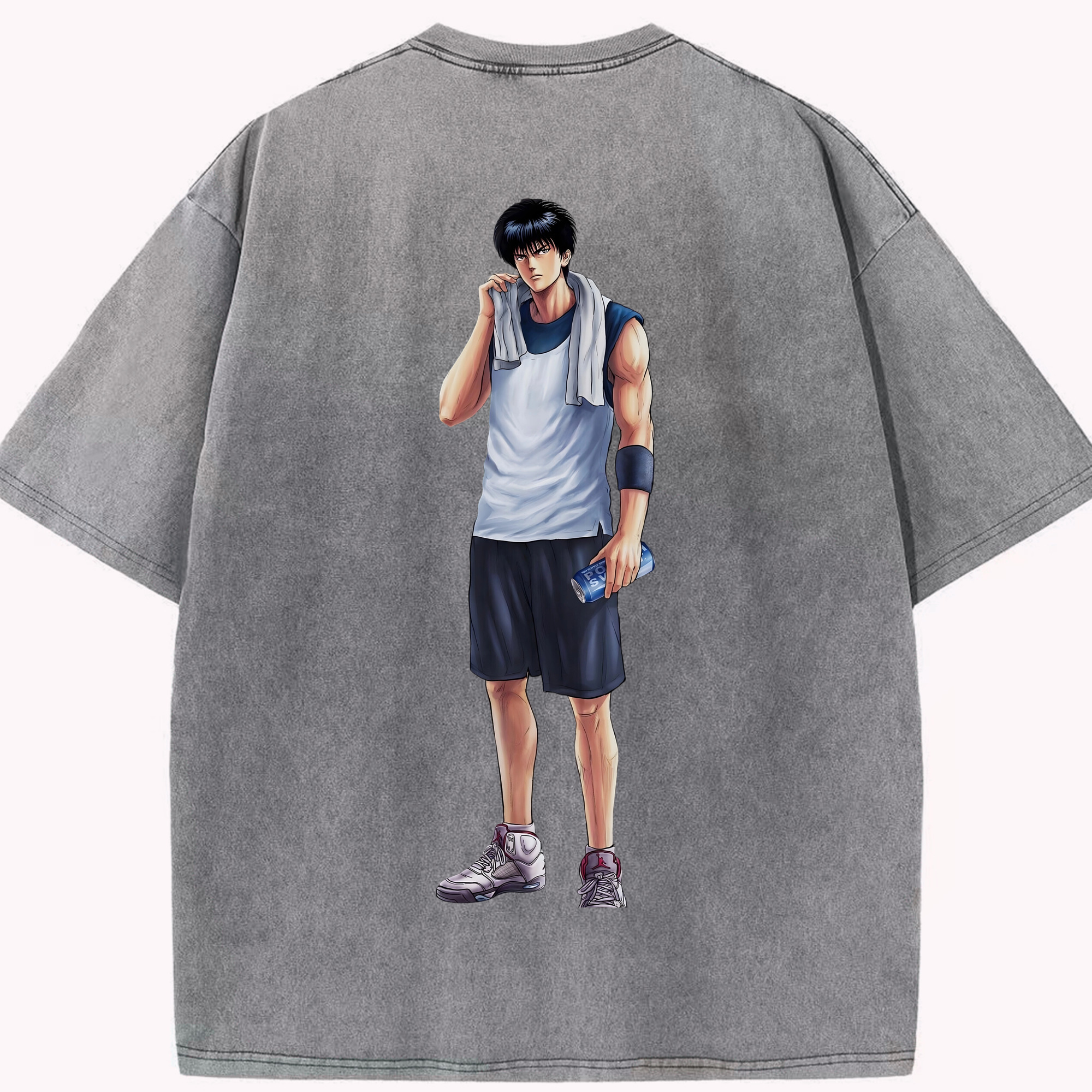SLAM DUNK／スラムダンク 綿100% ヴィンテージ風 半袖Tシャツ（背面プリント）