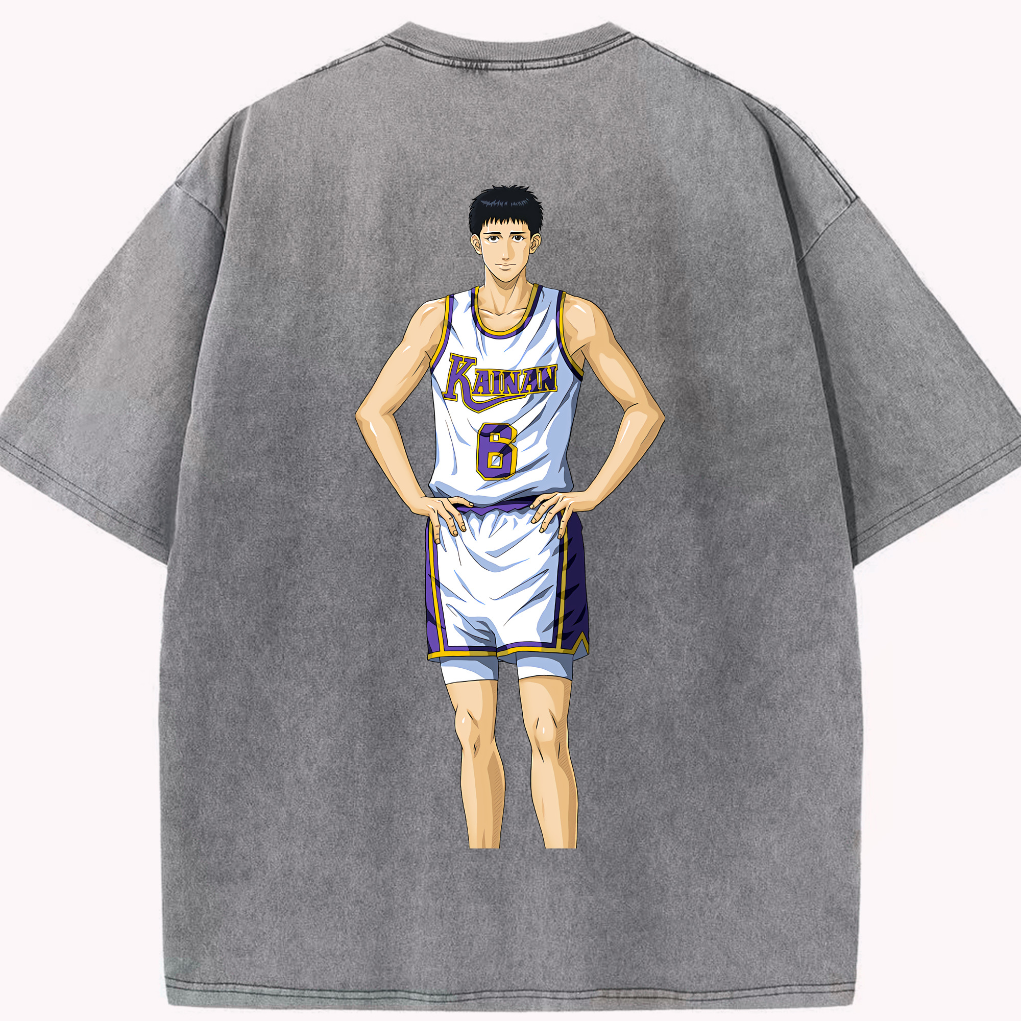 SLAM DUNK／スラムダンク 綿100% ヴィンテージ風 半袖Tシャツ（背面プリント）
