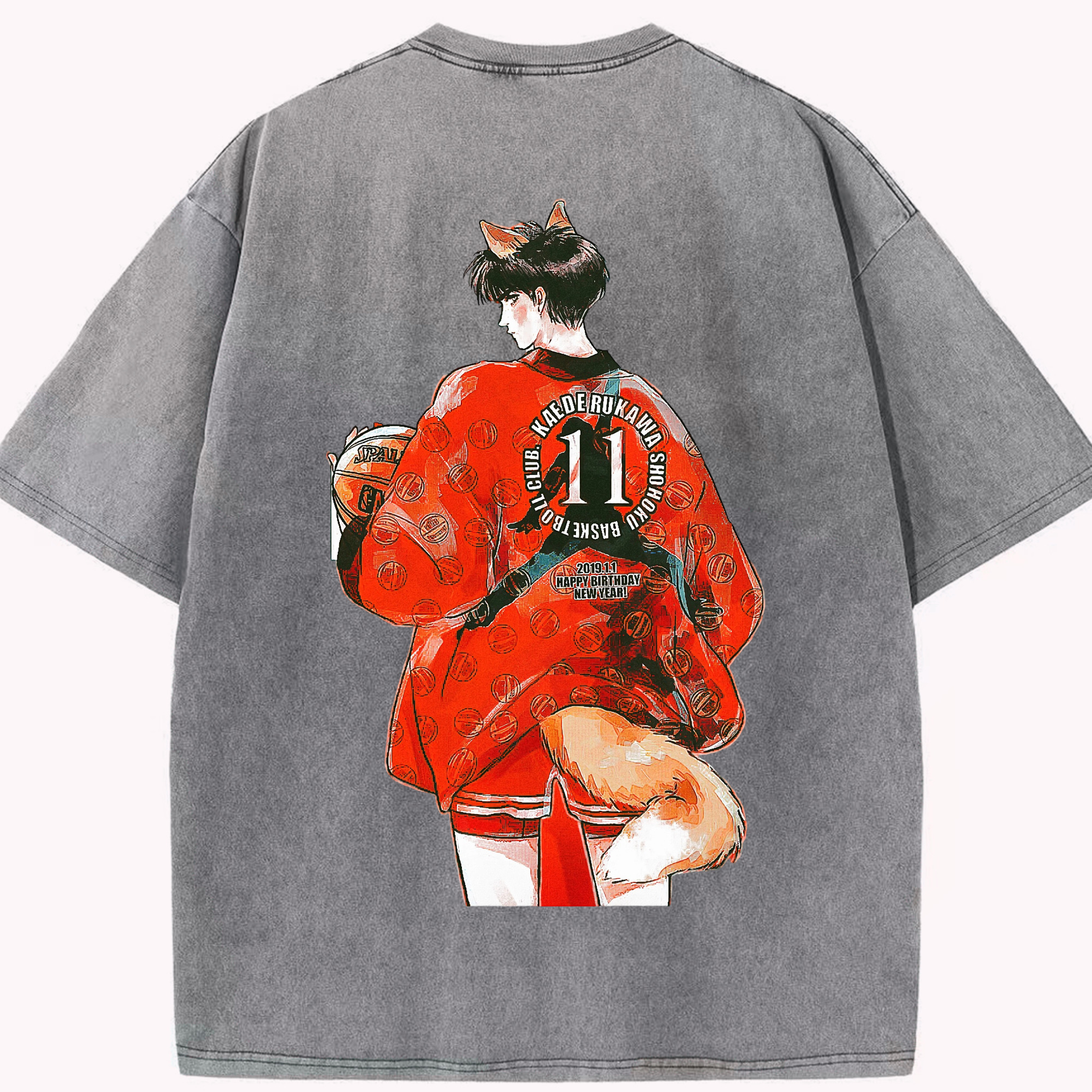 （画像用） SLAM DUNK／スラムダンク 綿100% ヴィンテージ風 半袖Tシャツ（背面プリント）