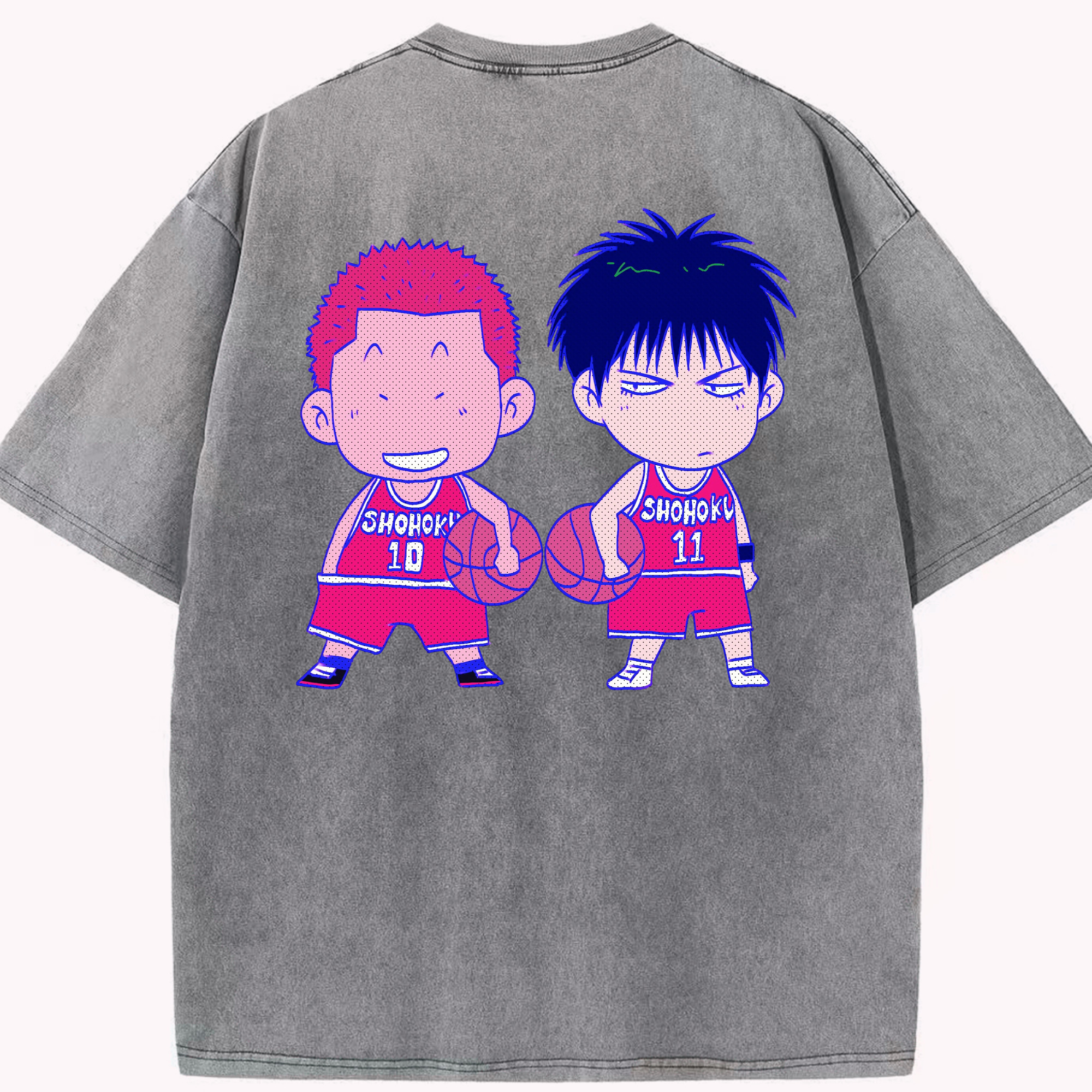 SLAM DUNK／スラムダンク 綿100% ヴィンテージ風 半袖Tシャツ（背面プリント）