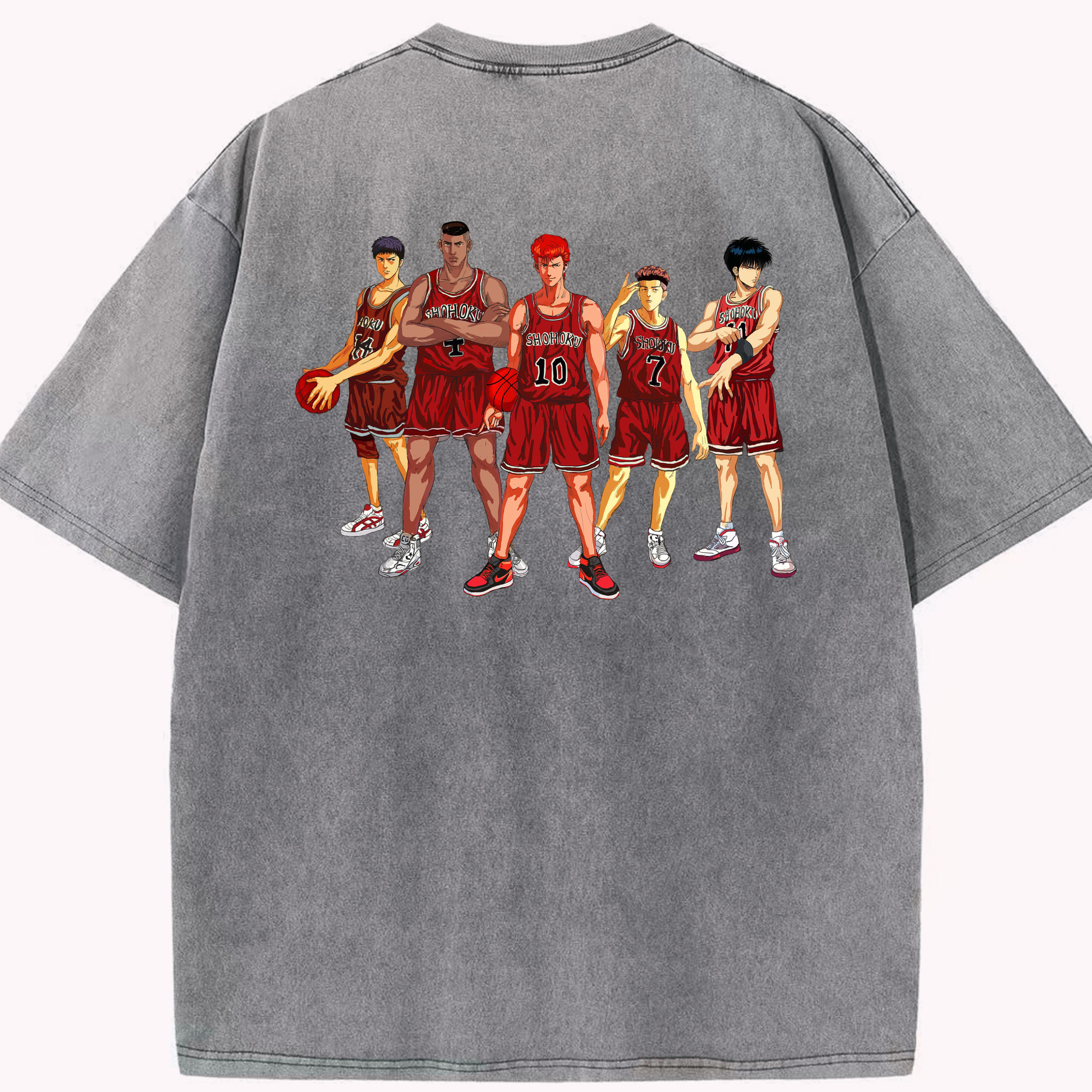 SLAM DUNK／スラムダンク 綿100% ヴィンテージ風 半袖Tシャツ（背面プリント）