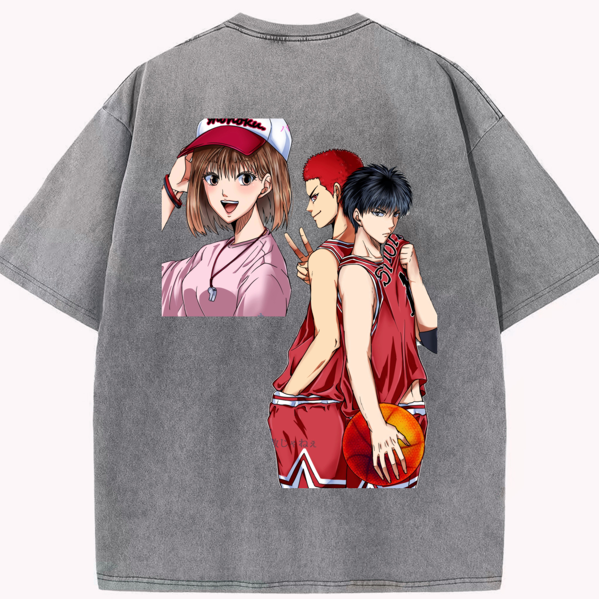 SLAM DUNK／スラムダンク 綿100% ヴィンテージ風 半袖Tシャツ（背面プリント）