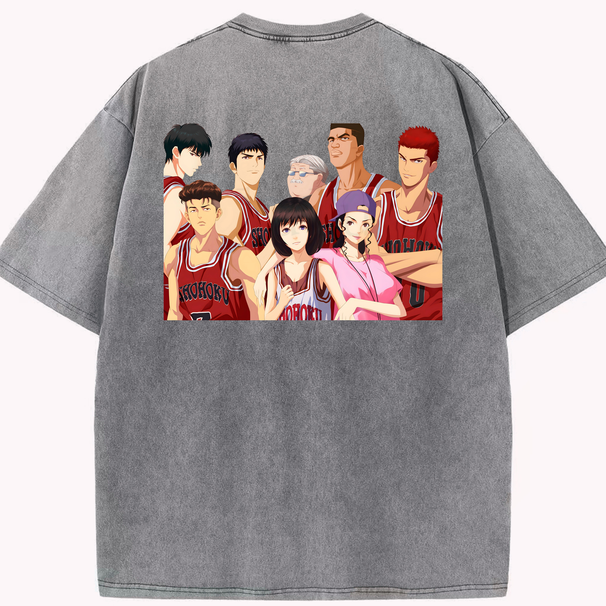 SLAM DUNK／スラムダンク 綿100% ヴィンテージ風 半袖Tシャツ（背面プリント）