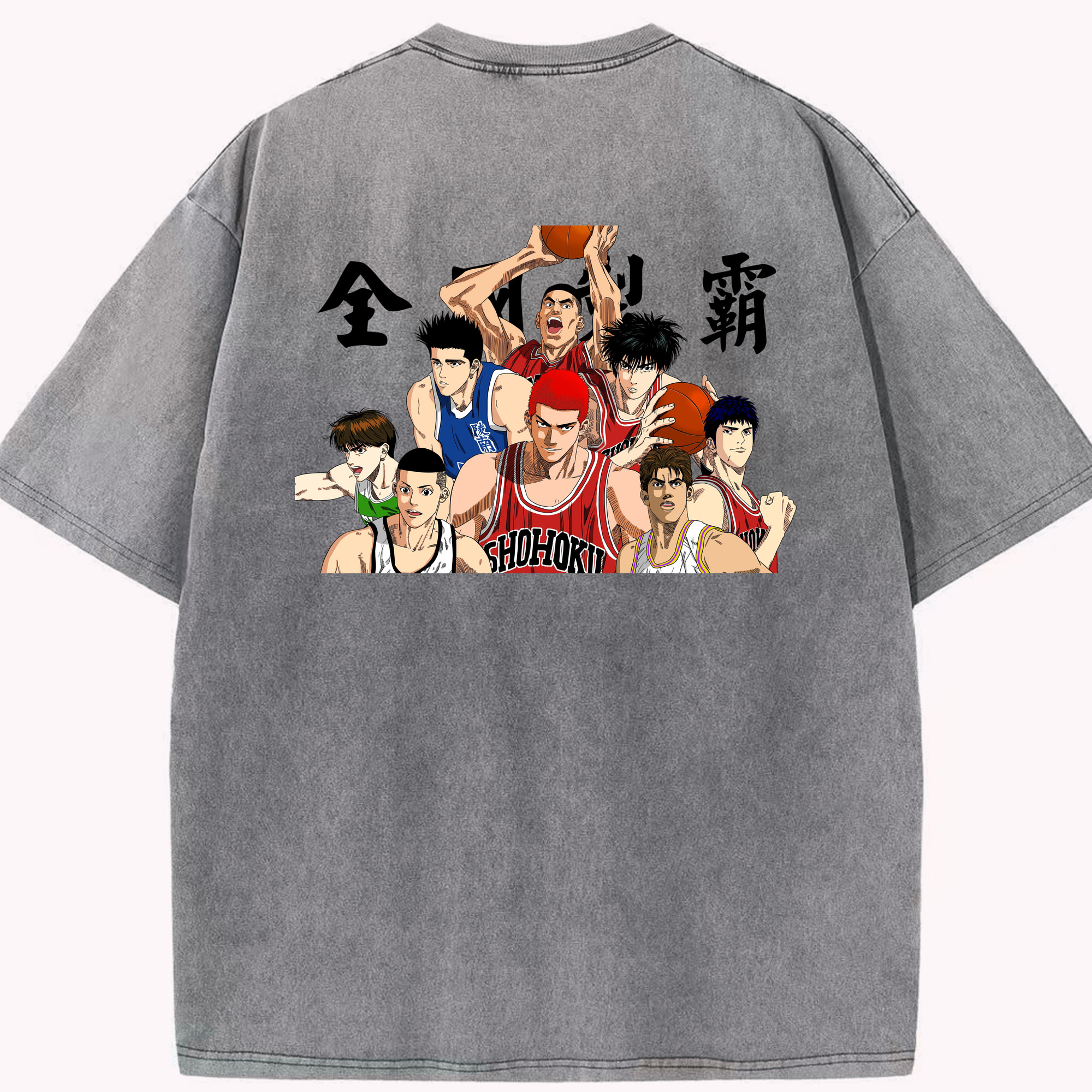 SLAM DUNK／スラムダンク 綿100% ヴィンテージ風 半袖Tシャツ（背面プリント）