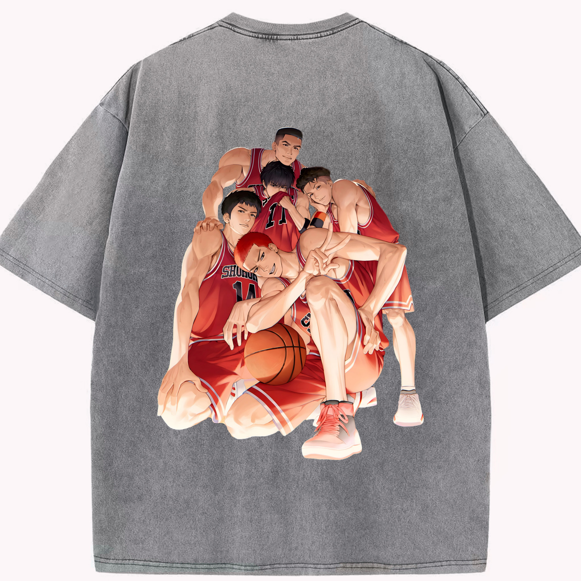 SLAM DUNK／スラムダンク 綿100% ヴィンテージ風 半袖Tシャツ（背面プリント）