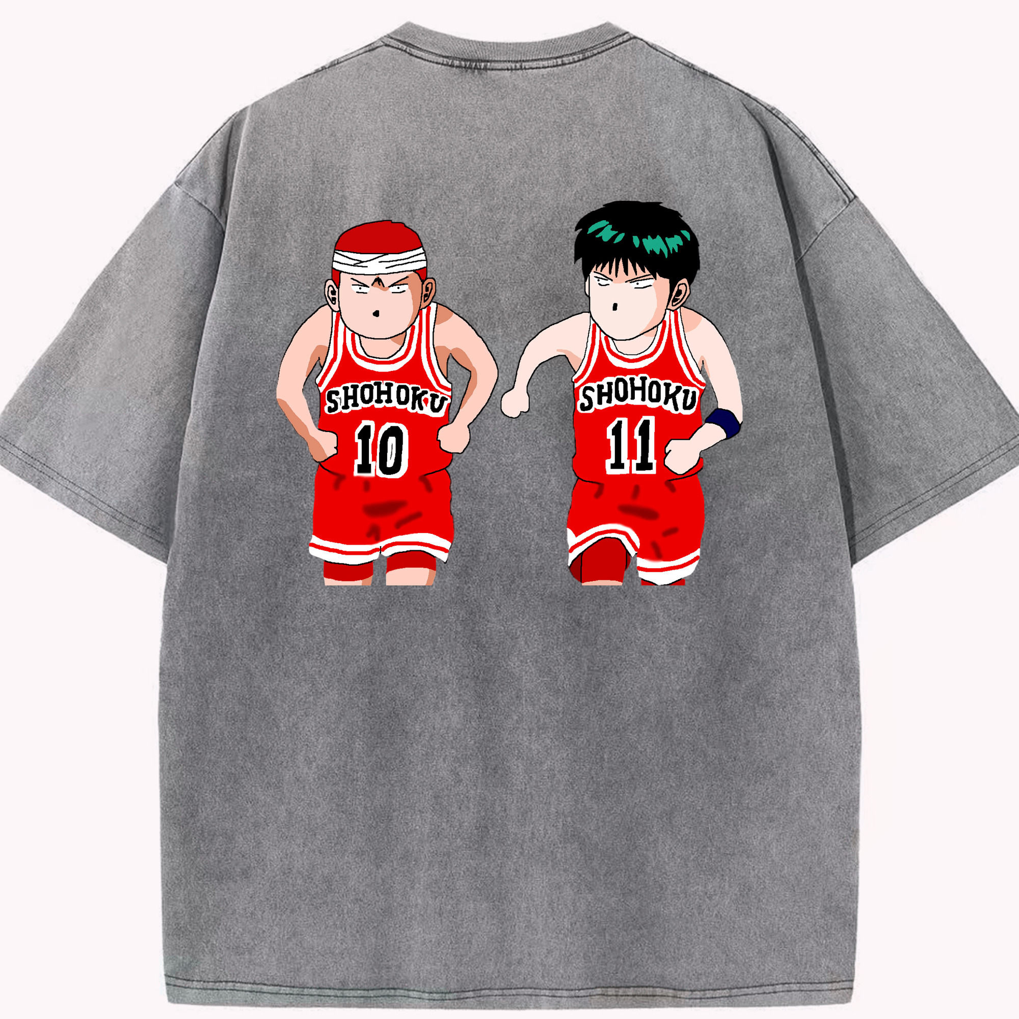 SLAM DUNK／スラムダンク 綿100% ヴィンテージ風 半袖Tシャツ（背面プリント）