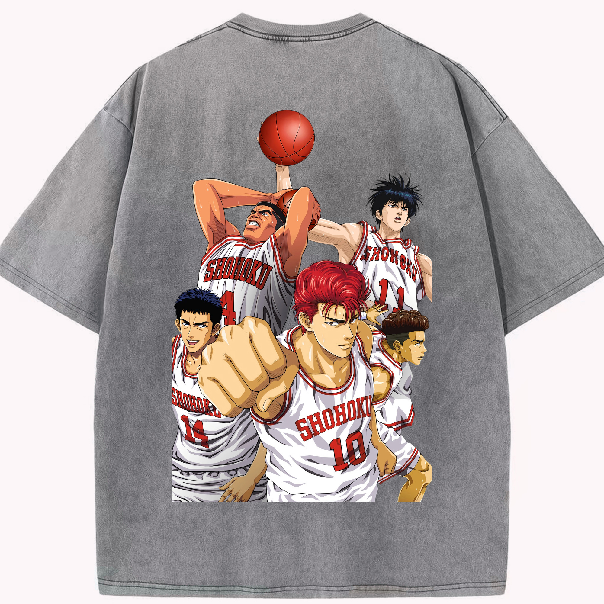 SLAM DUNK／スラムダンク 綿100% ヴィンテージ風 半袖Tシャツ（背面プリント）
